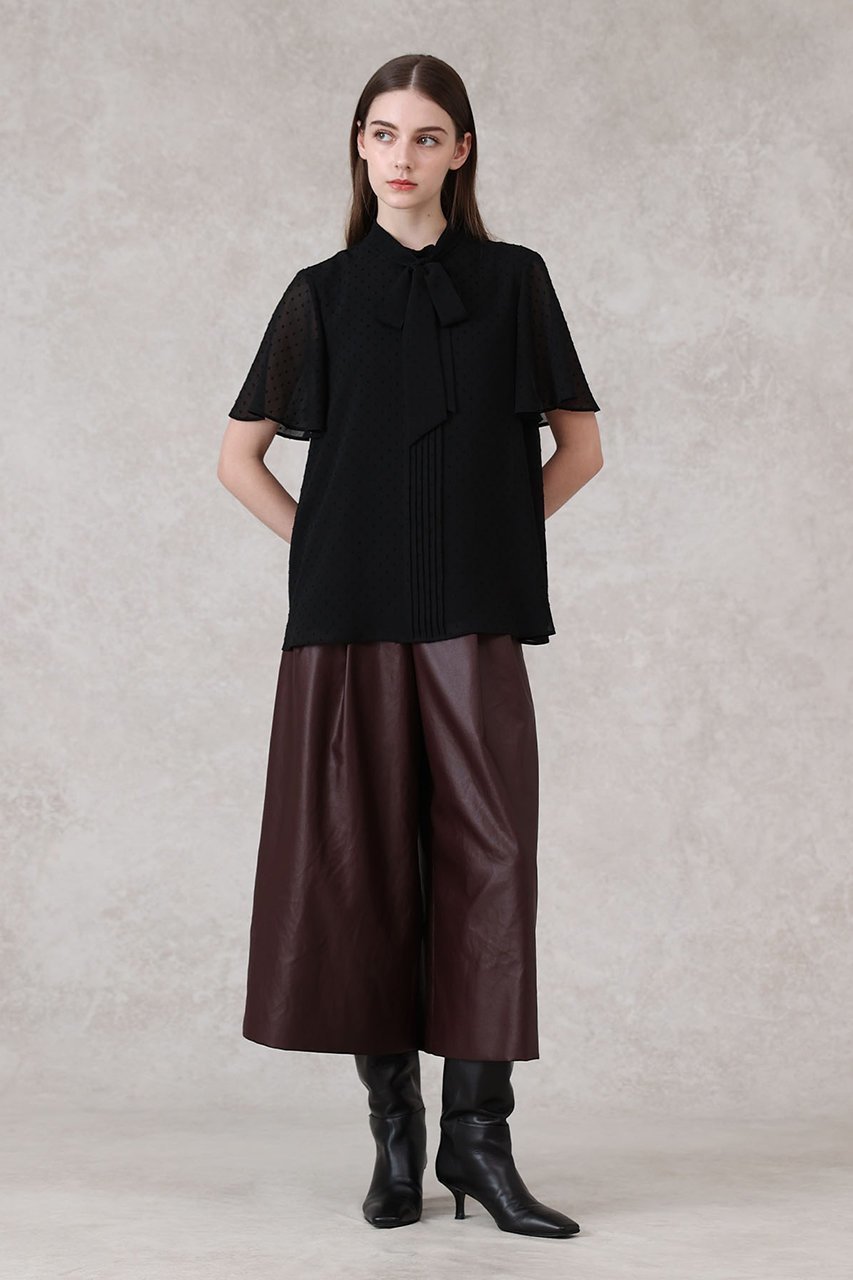 【アナイ/ANAYI】のカットドット楊柳ボウタイ ブラウス 人気、トレンドファッション・服の通販 founy(ファニー) 　ファッション　Fashion　レディースファッション　Fashion for Women　トップス・カットソー　Cut & Sew Tops　シャツ・ブラウス・オフィスカジュアル　Elegant Blouses & Button-Ups　2025年　2025　2025-2026秋冬・A/W　Autumn/Winter 2025–26 AW25–26　シアー　Sheer, See-Through　シフォン　Chiffon, Lightweight Fabric　ショート　Short, Short Length　ジャカード／ジャガード　Jacquard, Woven Pattern　スタンド　Stand Collar, Upright Stand　スリーブ　Sleeve, Long Sleeve / Short Sleeve　ドット　Polka Dot, Dot Pattern　フロント　Front, Front Design　エレガント 上品　Elegant　A/W・秋冬　Autumn/Winter　other-7|ID: prp329100004621219 ipo3291000000033155361