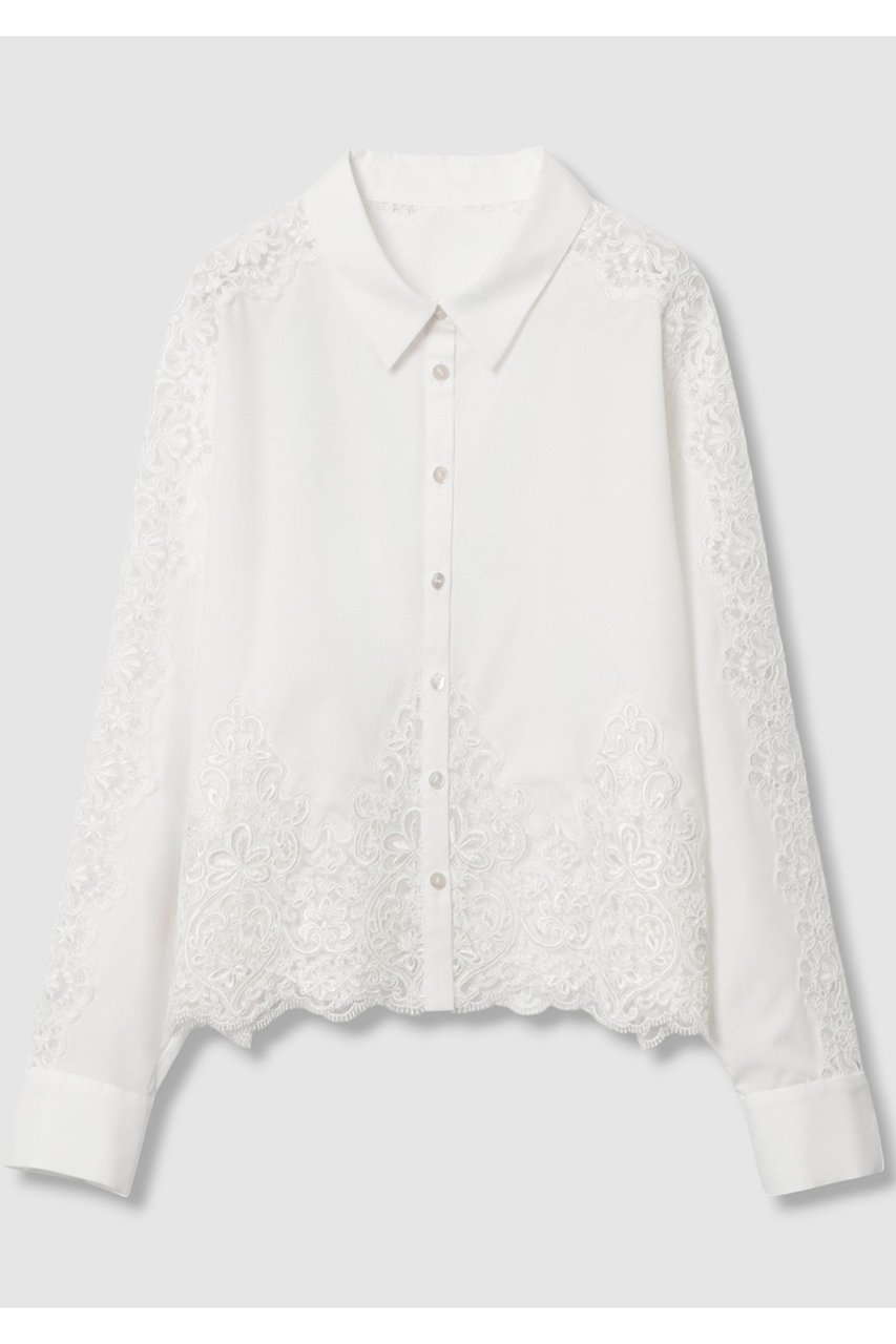 【アナイ/ANAYI】のカットワークレースコットンシャツ インテリア・キッズ・メンズ・レディースファッション・服の通販 founy(ファニー) 　ファッション　Fashion　レディースファッション　Fashion for Women　トップス・カットソー　Cut & Sew Tops　シャツ・ブラウス・オフィスカジュアル　Elegant Blouses & Button-Ups　コンビ　Combo, Combination Style　スリーブ　Sleeve, Long Sleeve / Short Sleeve　ドッキング　Docking, Mixed Material　バランス　Balance, Style Balance　レース　Lace, Lace Fabric　ロング　Long, Long-Length　エレガント 上品　Elegant　ホワイト|ID: prp329100004621222 ipo3291000000035651105