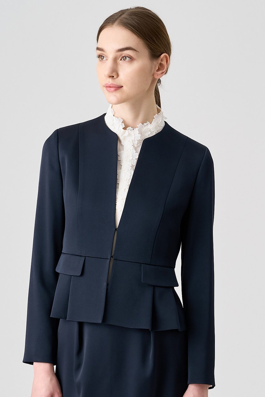【アナイ/ANAYI】のトリアセサテンペプラムジャケット 人気、トレンドファッション・服の通販 founy(ファニー) 　ファッション　Fashion　レディースファッション　Fashion for Women　アウター　Coat / Outerwear Collection　レディースジャケット・軽アウター　Jackets　エレガント 上品　Elegant　サテン　Satin, Glossy Fabric　シェイプ　Shape, Slim Fit　ジャケット　Jacket, Outerwear　デコルテ　Décolleté, Neckline　フラップ　Flap, Flap Pocket　フロント　Front, Front Design　ペプラム　Peplum, Flared Hem　ポケット　Pocket, Pocket Detail　再入荷　Restock / Back in Stock　吸水　Absorbent, Quick-Dry　other-3|ID: prp329100004621255 ipo3291000000033155623