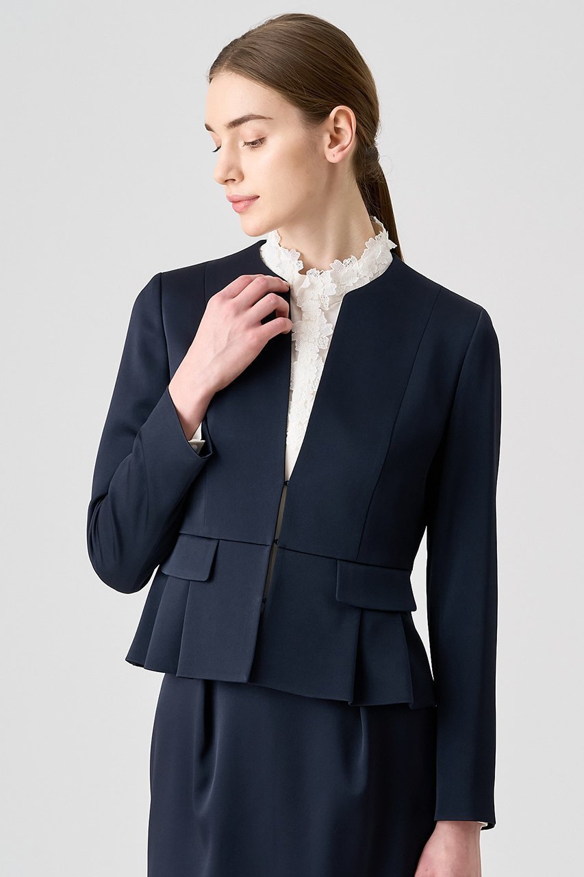 【アナイ/ANAYI】のトリアセサテンペプラムジャケット 人気、トレンドファッション・服の通販 founy(ファニー) 　ファッション　Fashion　レディースファッション　Fashion for Women　アウター　Coat / Outerwear Collection　レディースジャケット・軽アウター　Jackets　エレガント 上品　Elegant　サテン　Satin, Glossy Fabric　シェイプ　Shape, Slim Fit　ジャケット　Jacket, Outerwear　デコルテ　Décolleté, Neckline　フラップ　Flap, Flap Pocket　フロント　Front, Front Design　ペプラム　Peplum, Flared Hem　ポケット　Pocket, Pocket Detail　再入荷　Restock / Back in Stock　吸水　Absorbent, Quick-Dry　other-4|ID: prp329100004621255 ipo3291000000033155624