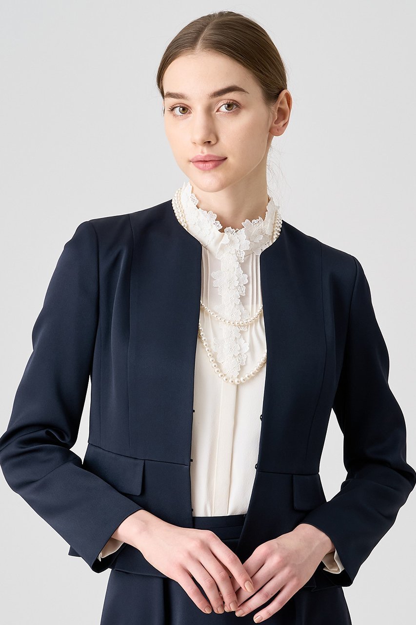 【アナイ/ANAYI】のトリアセサテンペプラムジャケット 人気、トレンドファッション・服の通販 founy(ファニー) 　ファッション　Fashion　レディースファッション　Fashion for Women　アウター　Coat / Outerwear Collection　レディースジャケット・軽アウター　Jackets　エレガント 上品　Elegant　サテン　Satin, Glossy Fabric　シェイプ　Shape, Slim Fit　ジャケット　Jacket, Outerwear　デコルテ　Décolleté, Neckline　フラップ　Flap, Flap Pocket　フロント　Front, Front Design　ペプラム　Peplum, Flared Hem　ポケット　Pocket, Pocket Detail　再入荷　Restock / Back in Stock　吸水　Absorbent, Quick-Dry　other-7|ID: prp329100004621255 ipo3291000000033155628