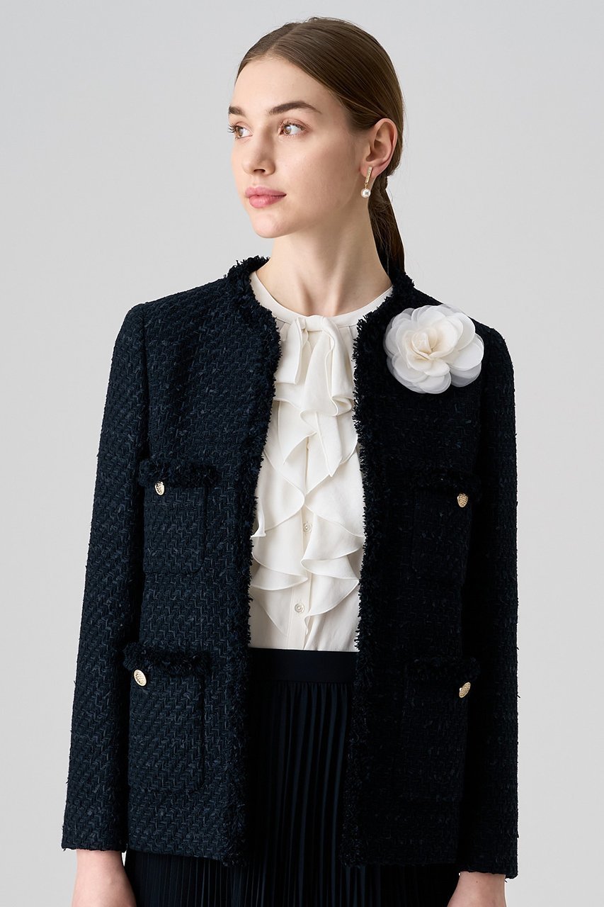 【アナイ/ANAYI】のミックスツイードロングノーカラージャケット 人気、トレンドファッション・服の通販 founy(ファニー) 　ファッション　Fashion　レディースファッション　Fashion for Women　アウター　Coat / Outerwear Collection　レディースジャケット・軽アウター　Jackets　ノーカラージャケット / シンプル上品コーデ　Collarless Jackets　オケージョン　Occasion Wear　コンパクト　Compact, Small Size　シフォン　Chiffon, Lightweight Fabric　ジャケット　Jacket, Outerwear　ツイード／ツィード　Choker, Choker Necklace　ツイード　Twill, Twill Weave　ハーフ　Half, Half-Length　フリンジ　Fringe, Tassel　フロント　Front, Front Design　ミックス　Mix, Mixed Style　メタル　Metal, Metal Parts　再入荷　Restock / Back in Stock　セレモニー　Ceremony　other-4|ID: prp329100004621257 ipo3291000000033155637