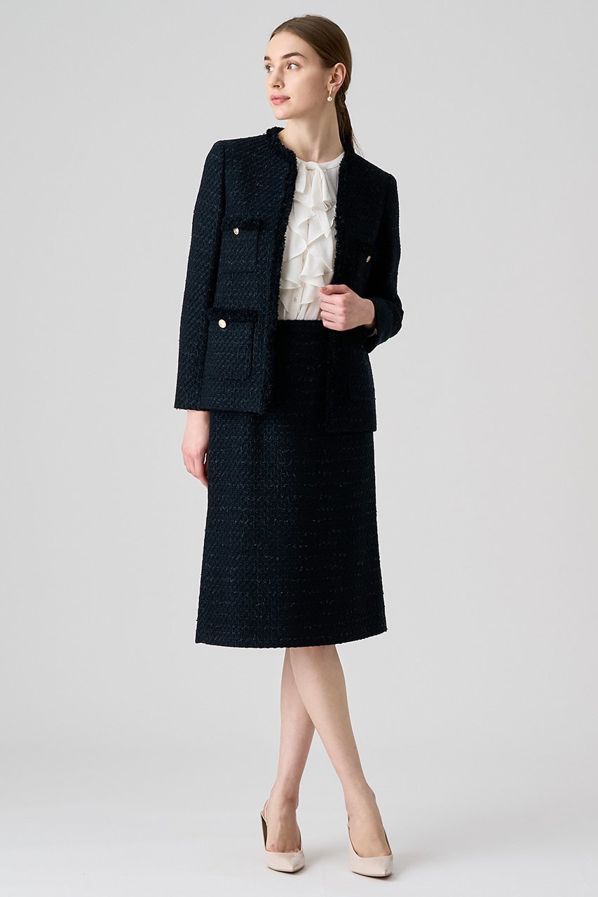 【アナイ/ANAYI】のミックスツイードロングノーカラージャケット 人気、トレンドファッション・服の通販 founy(ファニー) 　ファッション　Fashion　レディースファッション　Fashion for Women　アウター　Coat / Outerwear Collection　レディースジャケット・軽アウター　Jackets　ノーカラージャケット / シンプル上品コーデ　Collarless Jackets　オケージョン　Occasion Wear　コンパクト　Compact, Small Size　シフォン　Chiffon, Lightweight Fabric　ジャケット　Jacket, Outerwear　ツイード／ツィード　Choker, Choker Necklace　ツイード　Twill, Twill Weave　ハーフ　Half, Half-Length　フリンジ　Fringe, Tassel　フロント　Front, Front Design　ミックス　Mix, Mixed Style　メタル　Metal, Metal Parts　再入荷　Restock / Back in Stock　セレモニー　Ceremony　other-5|ID: prp329100004621257 ipo3291000000033155638