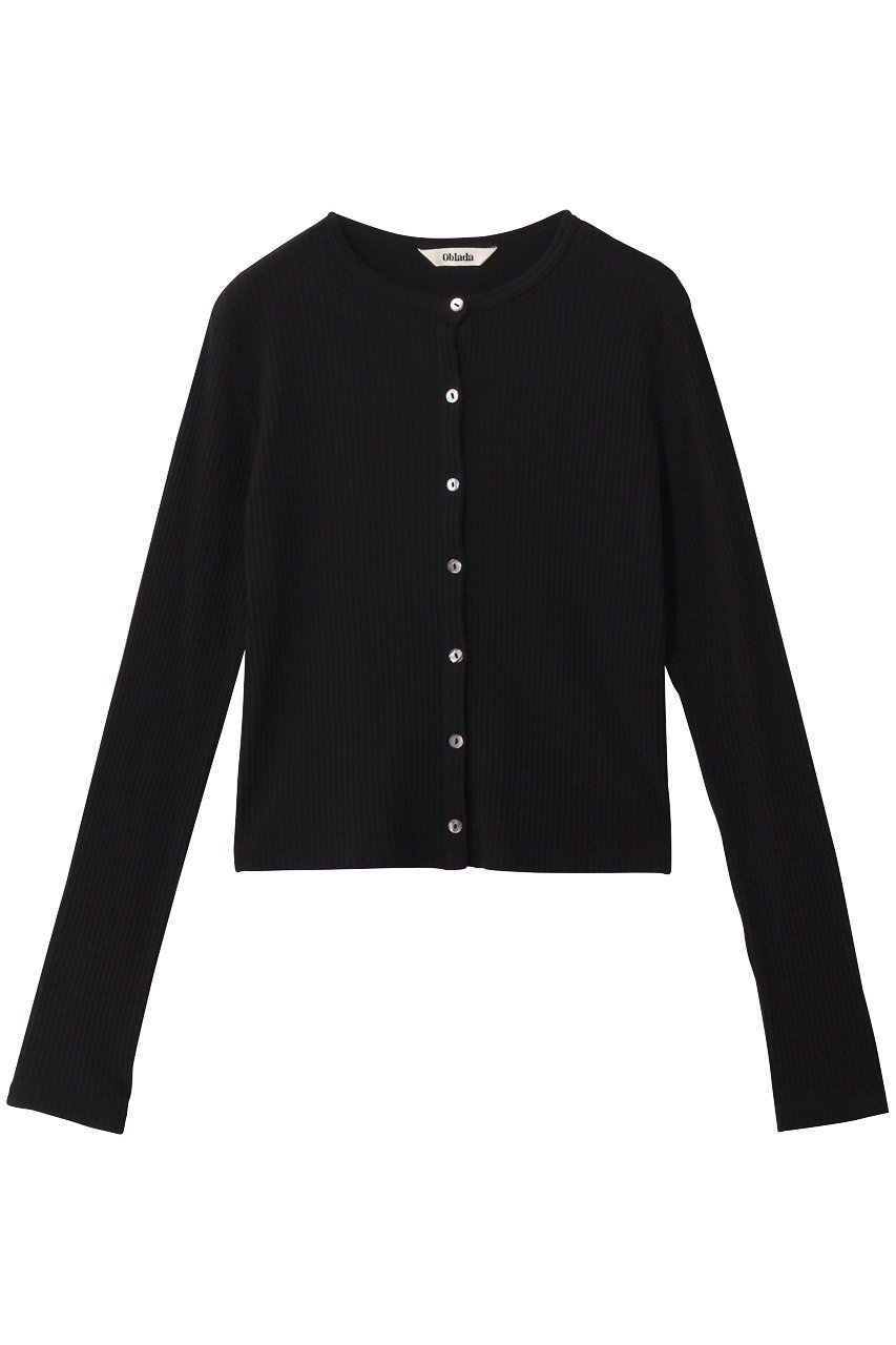 【オブラダ/Oblada】のリブカーディガン インテリア・キッズ・メンズ・レディースファッション・服の通販 founy(ファニー) 　ファッション　Fashion　レディースファッション　Fashion for Women　トップス・カットソー　Cut & Sew Tops　ニット　Knit Tops & Sweaters　カーディガン・羽織り　Layered Style Cardigans　2025年　2025　2025-2026秋冬・A/W　Autumn/Winter 2025–26 AW25–26　カーディガン　Cardigan, Knitwear　コンパクト　Compact, Small Size　シンプル　Simple, Minimal　フォルム　Silhouette, Form　エレガント 上品　Elegant　A/W・秋冬　Autumn/Winter　ブラック|ID: prp329100004621261 ipo3291000000033155659