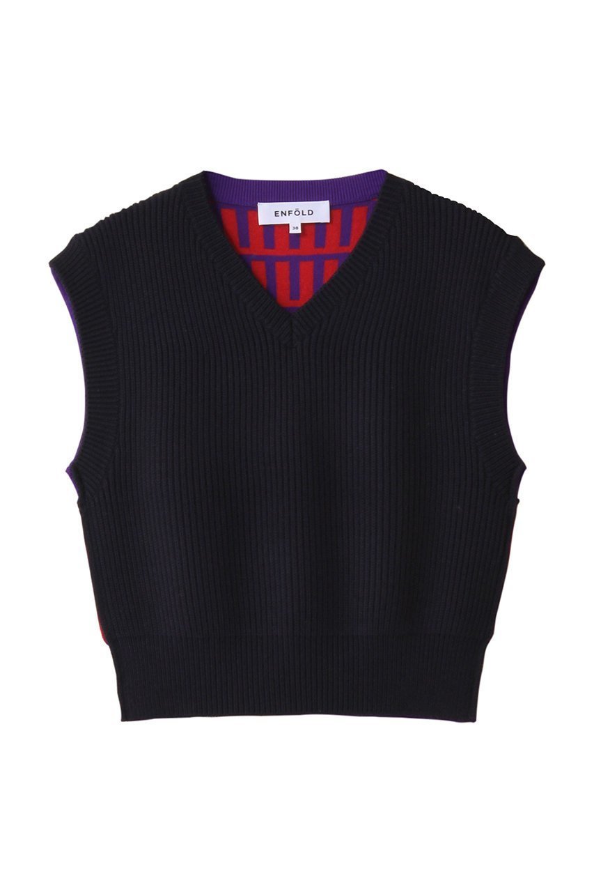 【エンフォルド/ENFOLD】のKNIT VEST/ベスト インテリア・キッズ・メンズ・レディースファッション・服の通販 founy(ファニー) 　ファッション　Fashion　レディースファッション　Fashion for Women　トップス・カットソー　Cut & Sew Tops　ニット　Knit Tops & Sweaters　ベスト&ジレ / 重ね着スタイル　Vests & Gilets　カジュアルプルオーバー・ニットトップス　Pullovers & Knit Tops / Casual Pullovers　ソックス　Socks, Hosiery　タンク　Tank Top, Sleeveless Top　フロント　Front, Front Design　ベスト　Vest, Waistcoat　ベーシック　Basic, Essential　今季　This Season, Current Season　ダークネイビー|ID: prp329100004621262 ipo3291000000036762973