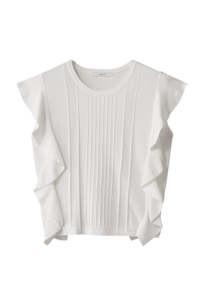 【アナイ/ANAYI】のビラテラールラッフルプルオーバー インテリア・キッズ・メンズ・レディースファッション・服の通販 founy(ファニー) https://founy.com/ ファッション Fashion レディースファッション Fashion for Women トップス・カットソー Cut & Sew Tops ニット Knit Tops & Sweaters カジュアルプルオーバー・ニットトップス Pullovers & Knit Tops / Casual Pullovers なめらか Smooth, Silky Texture インナー Innerwear ジャケット Jacket, Outerwear フェミニン Feminine, Girly ラッフル Ruffle, Frill |ID: prp329100004621276 ipo3291000000033155789