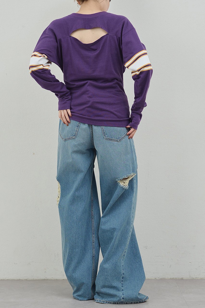 【ガリャルダガランテ/GALLARDAGALANTE】の【PEAS】フットボールTee 人気、トレンドファッション・服の通販 founy(ファニー) 　ファッション　Fashion　レディースファッション　Fashion for Women　トップス・カットソー　Cut & Sew Tops　シャツ・ブラウス・オフィスカジュアル　Elegant Blouses & Button-Ups　ロングTシャツ・Tシャツ　Longline T-Shirts & Tees　カットソー・ベーシックTシャツ　Cut-and-Sewn Tops / Stretch Tees & Basics　2025年　2025　2025-2026秋冬・A/W　Autumn/Winter 2025–26 AW25–26　スリット　Slit, Slit Detail　スリーブ　Sleeve, Long Sleeve / Short Sleeve　ロング　Long, Long-Length　ヴィンテージ　Vintage Style　切替　Switching, Contrast Panel　A/W・秋冬　Autumn/Winter　other-4|ID: prp329100004622105 ipo3291000000033169360