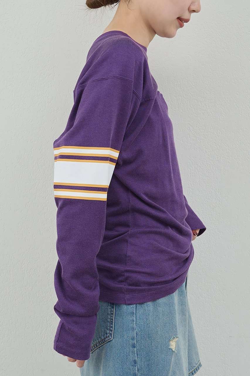 【ガリャルダガランテ/GALLARDAGALANTE】の【PEAS】フットボールTee 人気、トレンドファッション・服の通販 founy(ファニー) 　ファッション　Fashion　レディースファッション　Fashion for Women　トップス・カットソー　Cut & Sew Tops　シャツ・ブラウス・オフィスカジュアル　Elegant Blouses & Button-Ups　ロングTシャツ・Tシャツ　Longline T-Shirts & Tees　カットソー・ベーシックTシャツ　Cut-and-Sewn Tops / Stretch Tees & Basics　2025年　2025　2025-2026秋冬・A/W　Autumn/Winter 2025–26 AW25–26　スリット　Slit, Slit Detail　スリーブ　Sleeve, Long Sleeve / Short Sleeve　ロング　Long, Long-Length　ヴィンテージ　Vintage Style　切替　Switching, Contrast Panel　A/W・秋冬　Autumn/Winter　other-7|ID: prp329100004622105 ipo3291000000033169363
