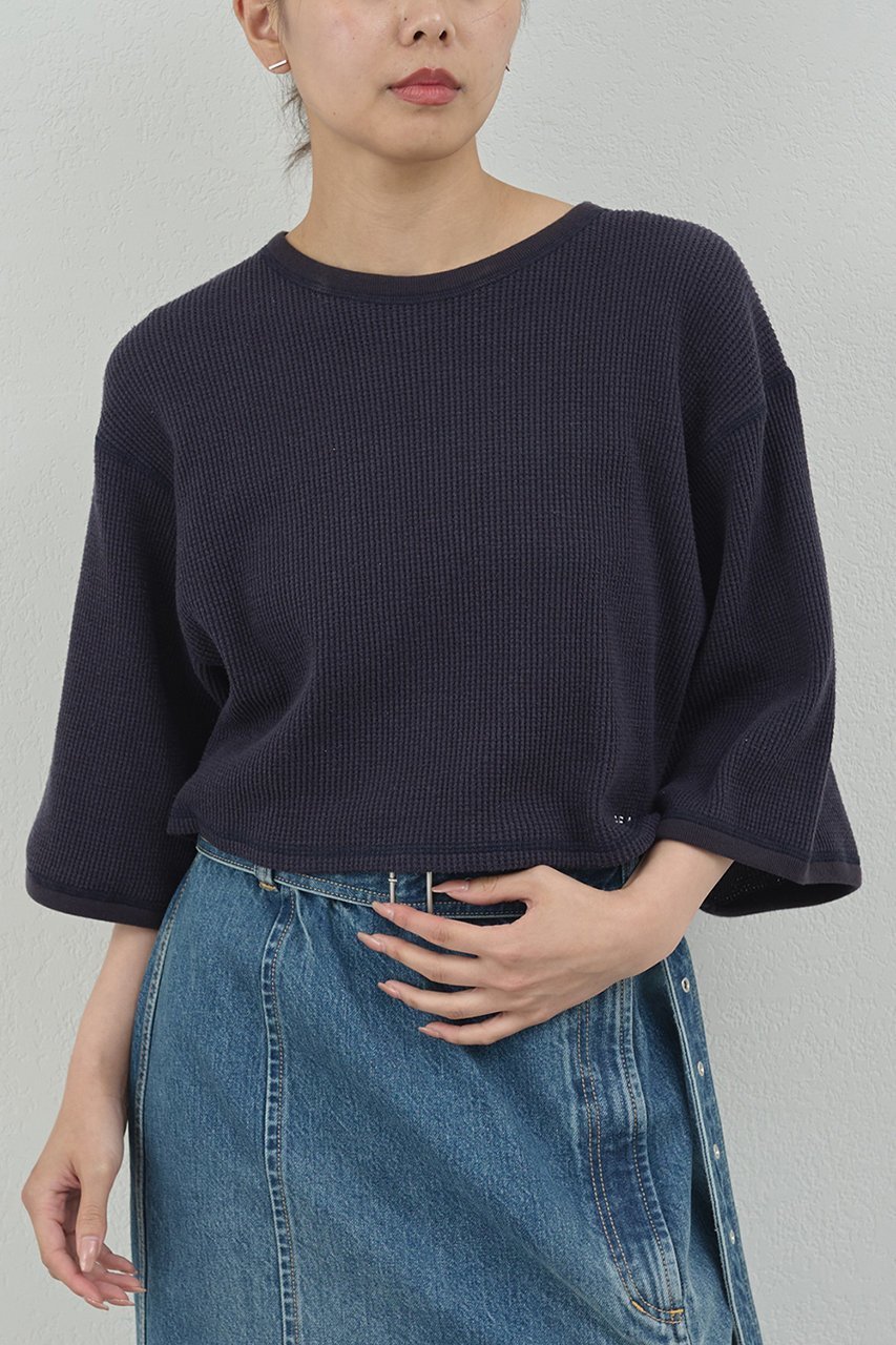 【ガリャルダガランテ/GALLARDAGALANTE】の【PEAS】サーマルクロップドTシャツ インテリア・キッズ・メンズ・レディースファッション・服の通販 founy(ファニー) 　ファッション　Fashion　レディースファッション　Fashion for Women　トップス・カットソー　Cut & Sew Tops　シャツ・ブラウス・オフィスカジュアル　Elegant Blouses & Button-Ups　ロングTシャツ・Tシャツ　Longline T-Shirts & Tees　カットソー・ベーシックTシャツ　Cut-and-Sewn Tops / Stretch Tees & Basics　2025年　2025　2025-2026秋冬・A/W　Autumn/Winter 2025–26 AW25–26　おすすめ　Recommended / Our Picks　クロップド　Cropped, Short Length　ショート　Short, Short Length　シルク　Silk, 100% Silk　スリーブ　Sleeve, Long Sleeve / Short Sleeve　モダン　Modern, Contemporary　ワッフル　Waffle, Waffle Knit　A/W・秋冬　Autumn/Winter　ブラック|ID: prp329100004622106 ipo3291000000033169367
