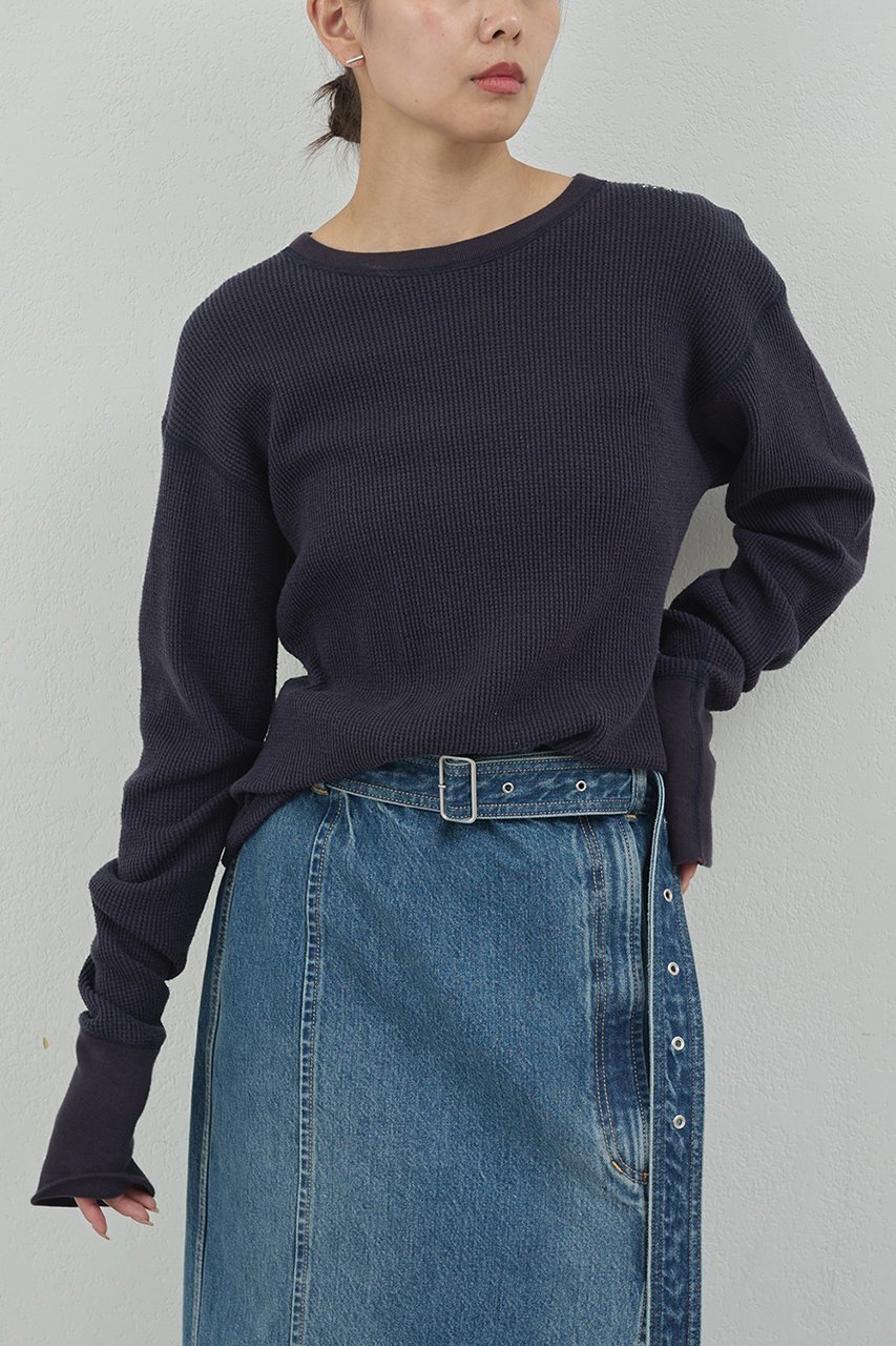 【ガリャルダガランテ/GALLARDAGALANTE】の【PEAS】サーマルロンT インテリア・キッズ・メンズ・レディースファッション・服の通販 founy(ファニー) 　ファッション　Fashion　レディースファッション　Fashion for Women　トップス・カットソー　Cut & Sew Tops　シャツ・ブラウス・オフィスカジュアル　Elegant Blouses & Button-Ups　ロングTシャツ・Tシャツ　Longline T-Shirts & Tees　カットソー・ベーシックTシャツ　Cut-and-Sewn Tops / Stretch Tees & Basics　2025年　2025　2025-2026秋冬・A/W　Autumn/Winter 2025–26 AW25–26　おすすめ　Recommended / Our Picks　サテン　Satin, Glossy Fabric　シェイプ　Shape, Slim Fit　シルク　Silk, 100% Silk　スリーブ　Sleeve, Long Sleeve / Short Sleeve　デニム　Denim, Jeans Material　ロング　Long, Long-Length　ワッフル　Waffle, Waffle Knit　A/W・秋冬　Autumn/Winter　ブラック|ID: prp329100004622107 ipo3291000000033169376