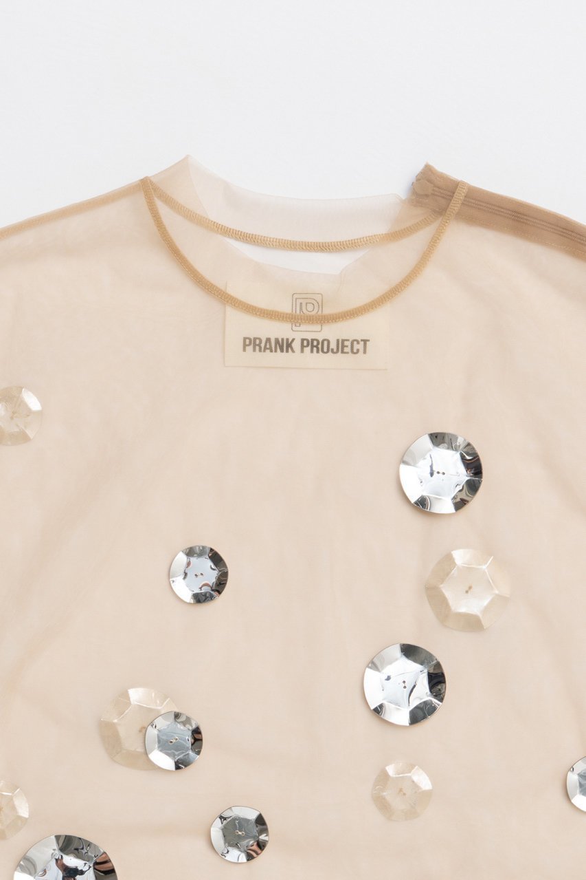 【プランク プロジェクト/PRANK PROJECT】のスパンコールTシャツ / Spankole T-shirt 人気、トレンドファッション・服の通販 founy(ファニー) 　ファッション　Fashion　レディースファッション　Fashion for Women　トップス・カットソー　Cut & Sew Tops　シャツ・ブラウス・オフィスカジュアル　Elegant Blouses & Button-Ups　ロングTシャツ・Tシャツ　Longline T-Shirts & Tees　カットソー・ベーシックTシャツ　Cut-and-Sewn Tops / Stretch Tees & Basics　ショート　Short, Short Length　スパンコール　Sequins, Sequin Embellishment　スリーブ　Sleeve, Long Sleeve / Short Sleeve　チュール　Tulip, Tulip Motif　other-2|ID: prp329100004622111 ipo3291000000033169411