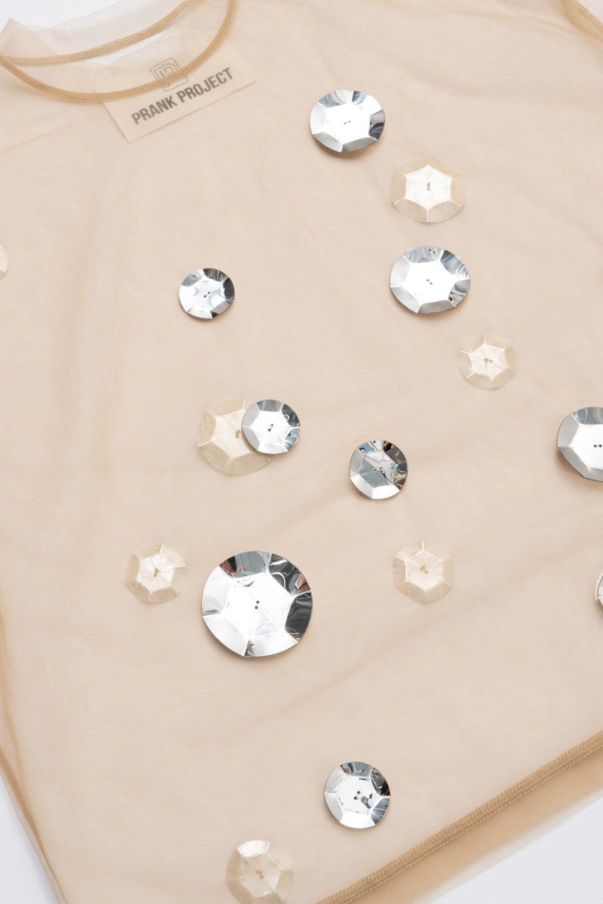 【プランク プロジェクト/PRANK PROJECT】のスパンコールTシャツ / Spankole T-shirt 人気、トレンドファッション・服の通販 founy(ファニー) 　ファッション　Fashion　レディースファッション　Fashion for Women　トップス・カットソー　Cut & Sew Tops　シャツ・ブラウス・オフィスカジュアル　Elegant Blouses & Button-Ups　ロングTシャツ・Tシャツ　Longline T-Shirts & Tees　カットソー・ベーシックTシャツ　Cut-and-Sewn Tops / Stretch Tees & Basics　ショート　Short, Short Length　スパンコール　Sequins, Sequin Embellishment　スリーブ　Sleeve, Long Sleeve / Short Sleeve　チュール　Tulip, Tulip Motif　other-4|ID: prp329100004622111 ipo3291000000033169413