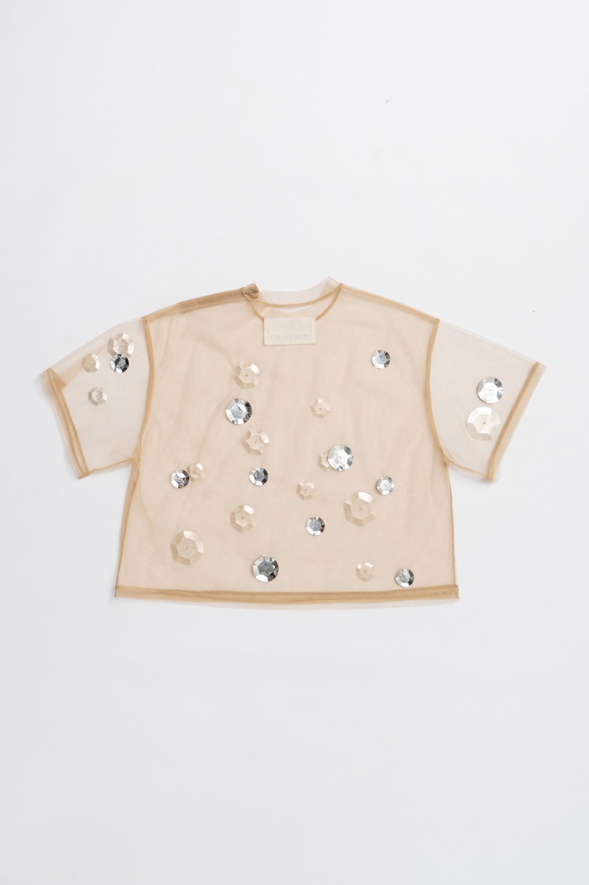 【プランク プロジェクト/PRANK PROJECT】のスパンコールTシャツ / Spankole T-shirt 人気、トレンドファッション・服の通販 founy(ファニー) 　ファッション　Fashion　レディースファッション　Fashion for Women　トップス・カットソー　Cut & Sew Tops　シャツ・ブラウス・オフィスカジュアル　Elegant Blouses & Button-Ups　ロングTシャツ・Tシャツ　Longline T-Shirts & Tees　カットソー・ベーシックTシャツ　Cut-and-Sewn Tops / Stretch Tees & Basics　ショート　Short, Short Length　スパンコール　Sequins, Sequin Embellishment　スリーブ　Sleeve, Long Sleeve / Short Sleeve　チュール　Tulip, Tulip Motif　other-6|ID: prp329100004622111 ipo3291000000033169415