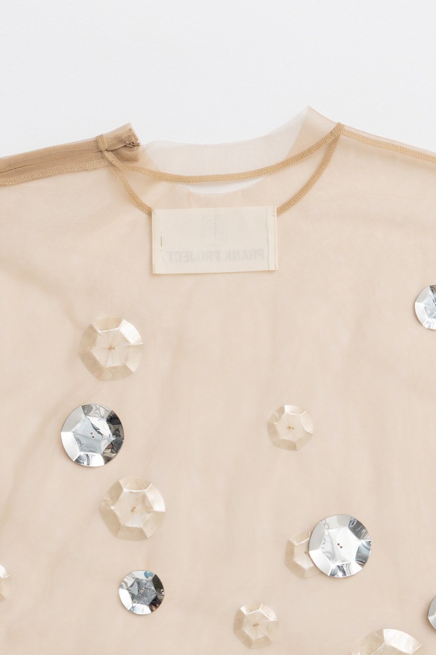 【プランク プロジェクト/PRANK PROJECT】のスパンコールTシャツ / Spankole T-shirt 人気、トレンドファッション・服の通販 founy(ファニー) 　ファッション　Fashion　レディースファッション　Fashion for Women　トップス・カットソー　Cut & Sew Tops　シャツ・ブラウス・オフィスカジュアル　Elegant Blouses & Button-Ups　ロングTシャツ・Tシャツ　Longline T-Shirts & Tees　カットソー・ベーシックTシャツ　Cut-and-Sewn Tops / Stretch Tees & Basics　ショート　Short, Short Length　スパンコール　Sequins, Sequin Embellishment　スリーブ　Sleeve, Long Sleeve / Short Sleeve　チュール　Tulip, Tulip Motif　other-7|ID: prp329100004622111 ipo3291000000033169416