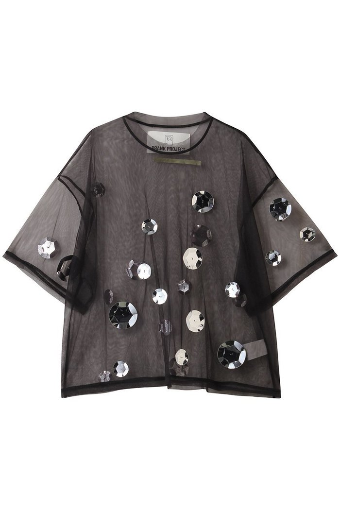 【プランク プロジェクト/PRANK PROJECT】のスパンコールTシャツ / Spankole T-shirt インテリア・キッズ・メンズ・レディースファッション・服の通販 founy(ファニー) https://founy.com/ ファッション Fashion レディースファッション Fashion for Women トップス・カットソー Cut & Sew Tops シャツ・ブラウス・オフィスカジュアル Elegant Blouses & Button-Ups ロングTシャツ・Tシャツ Longline T-Shirts & Tees カットソー・ベーシックTシャツ Cut-and-Sewn Tops / Stretch Tees & Basics ショート Short, Short Length スパンコール Sequins, Sequin Embellishment スリーブ Sleeve, Long Sleeve / Short Sleeve チュール Tulip, Tulip Motif |ID: prp329100004622111 ipo3291000000036131736