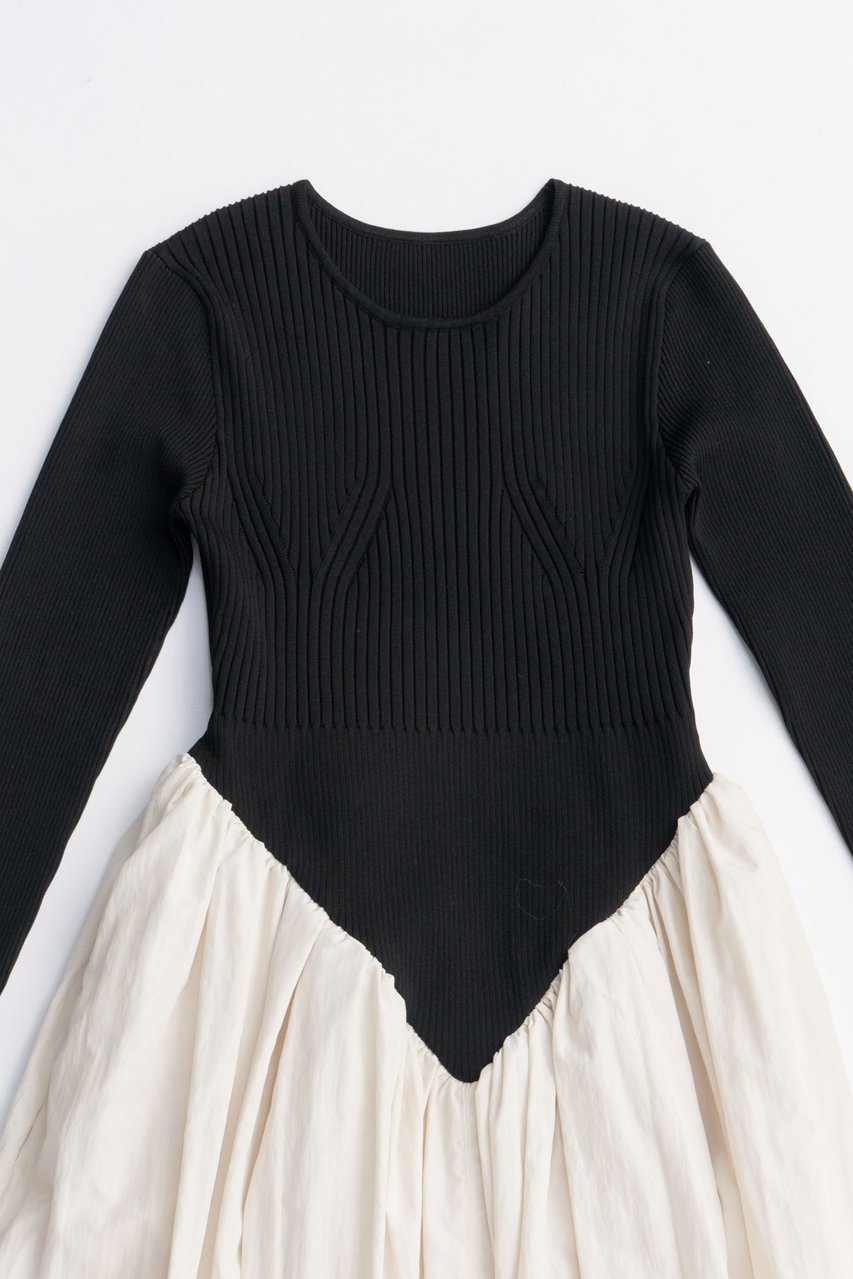 【プランク プロジェクト/PRANK PROJECT】のニットコンビロングドレス / Knit Combination Long Dress 人気、トレンドファッション・服の通販 founy(ファニー) 　ファッション　Fashion　レディースファッション　Fashion for Women　ワンピース　Dresses　フォーマル・パーティードレス・結婚式用ドレス　Elegant & Casual Dresses　チュニック　Tunic Tops & Dresses　2025年　2025　2025-2026秋冬・A/W　Autumn/Winter 2025–26 AW25–26　コンビ　Combo, Combination Style　タフタ　Taffeta, Structured Fabric　チュニック　Tunic, Long Top　ドレス　Dress, One-Piece　フィット　Fit, Slim Fit　フォルム　Silhouette, Form　ロング　Long, Long-Length　A/W・秋冬　Autumn/Winter　other-2|ID: prp329100004622114 ipo3291000000033169441