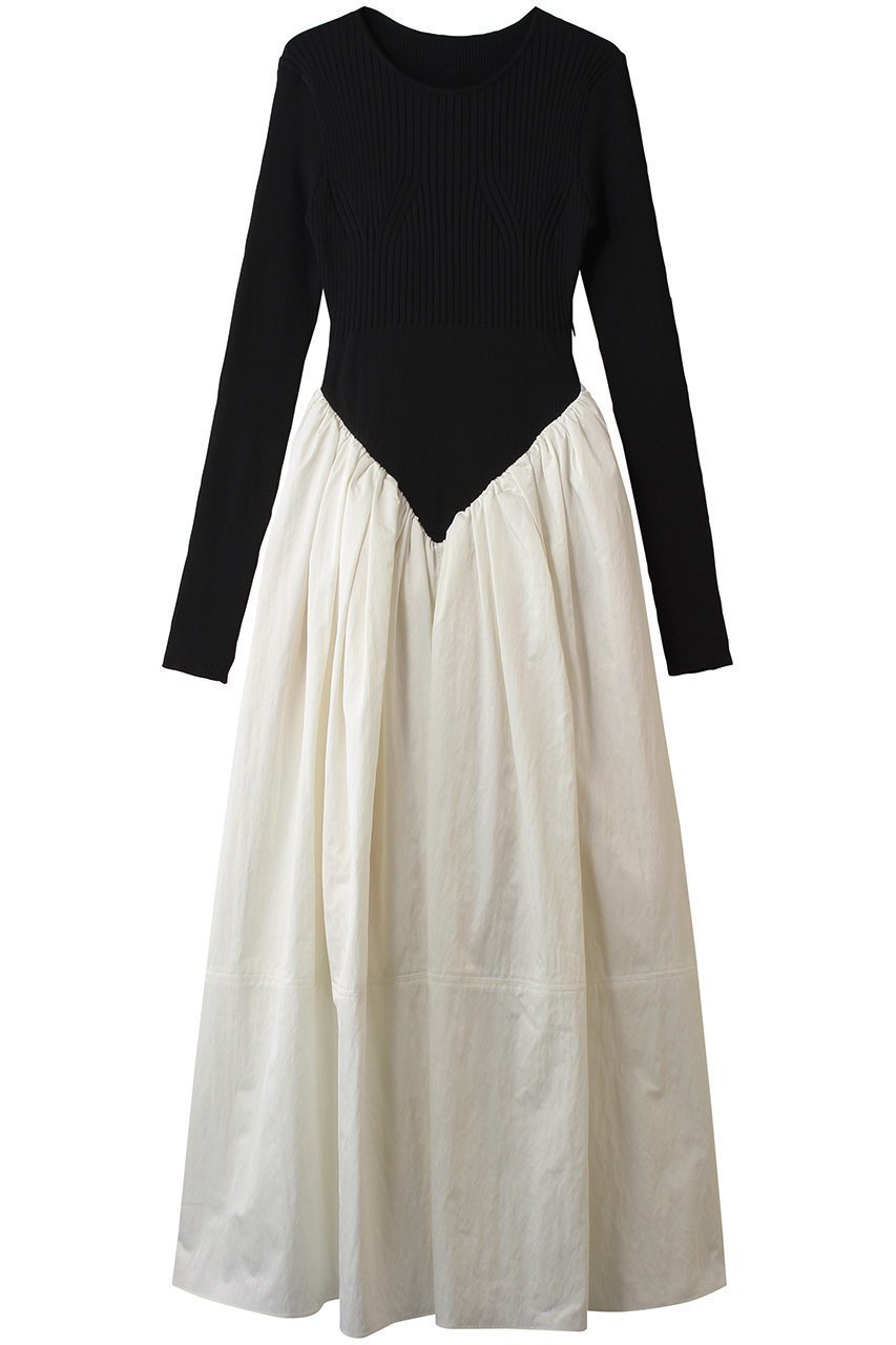 【プランク プロジェクト/PRANK PROJECT】のニットコンビロングドレス / Knit Combination Long Dress インテリア・キッズ・メンズ・レディースファッション・服の通販 founy(ファニー) 　ファッション　Fashion　レディースファッション　Fashion for Women　ワンピース　Dresses　フォーマル・パーティードレス・結婚式用ドレス　Elegant & Casual Dresses　チュニック　Tunic Tops & Dresses　コンビ　Combo, Combination Style　タフタ　Taffeta, Structured Fabric　チュニック　Tunic, Long Top　ドレス　Dress, One-Piece　フィット　Fit, Slim Fit　フォルム　Silhouette, Form　ロング　Long, Long-Length　BLK(ブラック)|ID: prp329100004622114 ipo3291000000035865105