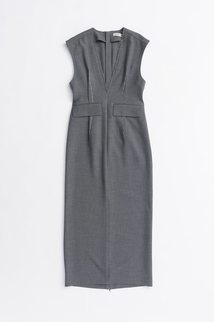 【プランク プロジェクト/PRANK PROJECT】のハンドステッチディープVドレス / Hand-stitched Deep V-neck Dress インテリア・キッズ・メンズ・レディースファッション・服の通販 founy(ファニー) https://founy.com/ ファッション Fashion レディースファッション Fashion for Women ワンピース Dresses フォーマル・パーティードレス・結婚式用ドレス Elegant & Casual Dresses チュニック Tunic Tops & Dresses 2025年 2025 2025-2026秋冬・A/W Autumn/Winter 2025–26 AW25–26 スリット Slit, Slit Detail ダブル Double, Double-Breasted チュニック Tunic, Long Top ドレス Dress, One-Piece ハンド Hand, Handmade ポケット Pocket, Pocket Detail ロング Long, Long-Length A/W・秋冬 Autumn/Winter |ID: prp329100004622117 ipo3291000000033169455