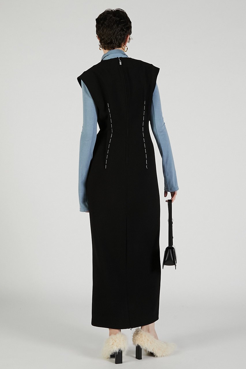 【プランク プロジェクト/PRANK PROJECT】のハンドステッチディープVドレス / Hand-stitched Deep V-neck Dress 人気、トレンドファッション・服の通販 founy(ファニー) 　ファッション　Fashion　レディースファッション　Fashion for Women　ワンピース　Dresses　フォーマル・パーティードレス・結婚式用ドレス　Elegant & Casual Dresses　チュニック　Tunic Tops & Dresses　2025年　2025　2025-2026秋冬・A/W　Autumn/Winter 2025–26 AW25–26　スリット　Slit, Slit Detail　ダブル　Double, Double-Breasted　チュニック　Tunic, Long Top　ドレス　Dress, One-Piece　ハンド　Hand, Handmade　ポケット　Pocket, Pocket Detail　ロング　Long, Long-Length　A/W・秋冬　Autumn/Winter　other-5|ID: prp329100004622117 ipo3291000000033169465
