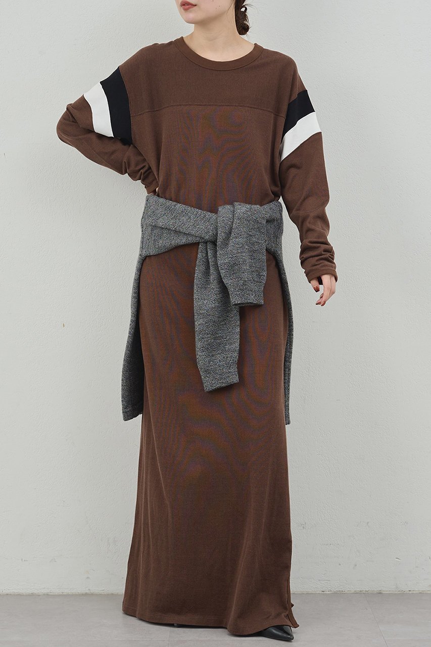 【ガリャルダガランテ/GALLARDAGALANTE】の【PEAS】フットボールワンピース インテリア・キッズ・メンズ・レディースファッション・服の通販 founy(ファニー) 　ファッション　Fashion　レディースファッション　Fashion for Women　ワンピース　Dresses　チュニック　Tunic Tops & Dresses　チュニック　Tunic, Long Top　デニム　Denim, Jeans Material　プリント　Print, Printed Pattern　モダン　Modern, Contemporary　リラックス　Relax, Relaxed Fit　ロング　Long, Long-Length　ヴィンテージ　Vintage Style　ブラウン|ID: prp329100004622119 ipo3291000000036038296