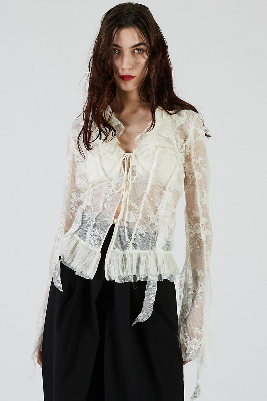 【プランク プロジェクト/PRANK PROJECT】のレースラッフルブラウス / Lace Ruffled Blouse 人気、トレンドファッション・服の通販 founy(ファニー) 　ファッション　Fashion　レディースファッション　Fashion for Women　トップス・カットソー　Cut & Sew Tops　シャツ・ブラウス・オフィスカジュアル　Elegant Blouses & Button-Ups　2025年　2025　2025-2026秋冬・A/W　Autumn/Winter 2025–26 AW25–26　おすすめ　Recommended / Our Picks　インナー　Innerwear　ジャケット　Jacket, Outerwear　スラックス　Slacks, Dress Pants　スリーブ　Sleeve, Long Sleeve / Short Sleeve　デニム　Denim, Jeans Material　フリル　Frill, Ruffle　プリーツ　Pleats, Pleated　ランダム　Random, Irregular　レース　Lace, Lace Fabric　ロング　Long, Long-Length　A/W・秋冬　Autumn/Winter　羽織　Haori, Light Jacket　other-3|ID: prp329100004622124 ipo3291000000033169541