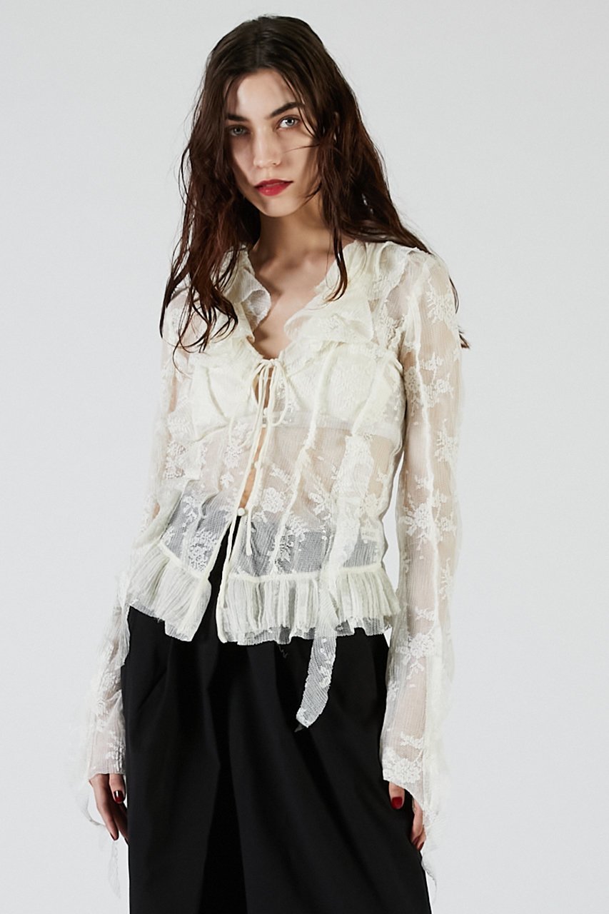 【プランク プロジェクト/PRANK PROJECT】のレースラッフルブラウス / Lace Ruffled Blouse 人気、トレンドファッション・服の通販 founy(ファニー) 　ファッション　Fashion　レディースファッション　Fashion for Women　トップス・カットソー　Cut & Sew Tops　シャツ・ブラウス・オフィスカジュアル　Elegant Blouses & Button-Ups　2025年　2025　2025-2026秋冬・A/W　Autumn/Winter 2025–26 AW25–26　おすすめ　Recommended / Our Picks　インナー　Innerwear　ジャケット　Jacket, Outerwear　スラックス　Slacks, Dress Pants　スリーブ　Sleeve, Long Sleeve / Short Sleeve　デニム　Denim, Jeans Material　フリル　Frill, Ruffle　プリーツ　Pleats, Pleated　ランダム　Random, Irregular　レース　Lace, Lace Fabric　ロング　Long, Long-Length　A/W・秋冬　Autumn/Winter　羽織　Haori, Light Jacket　other-7|ID: prp329100004622124 ipo3291000000033169546