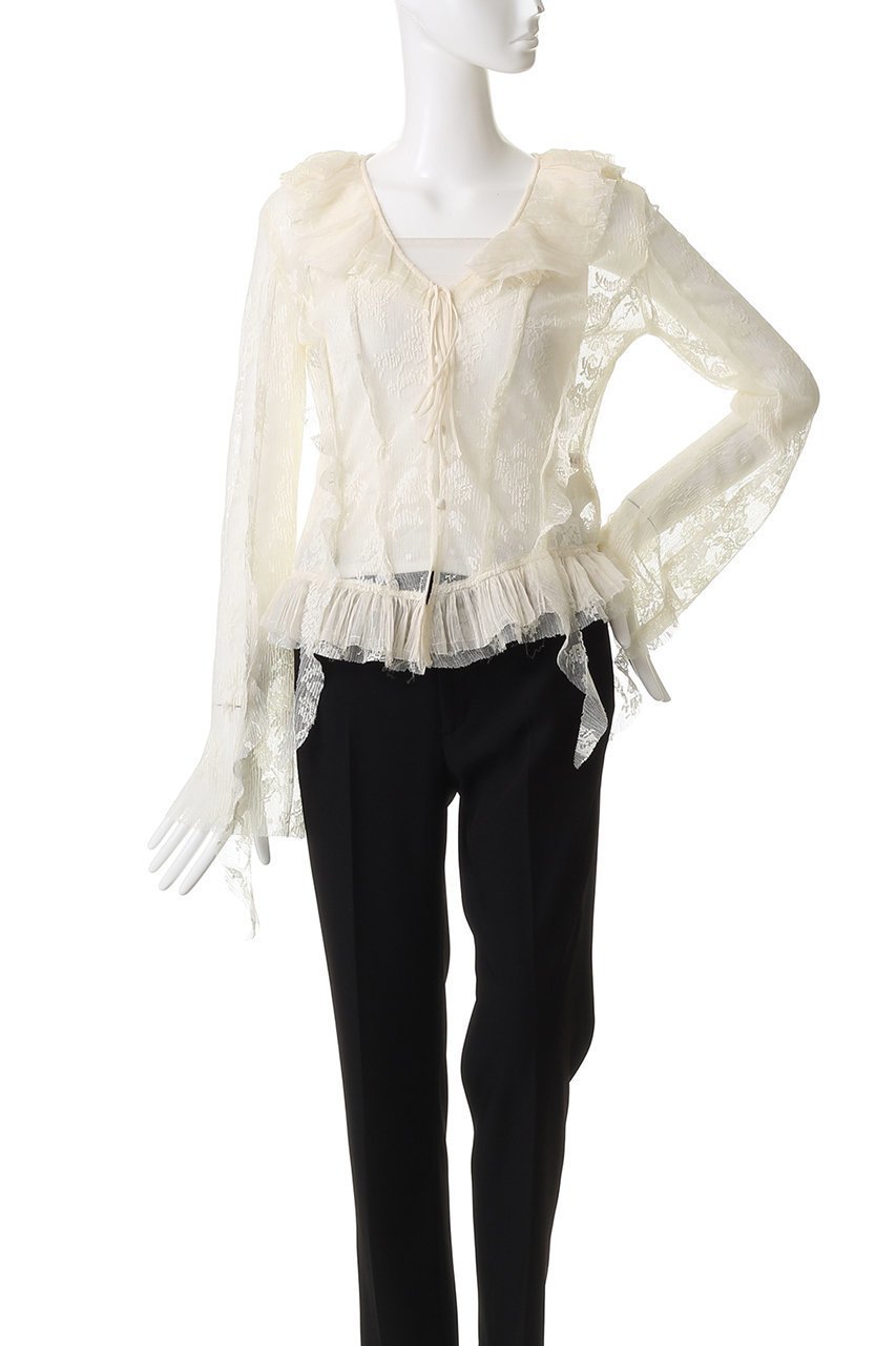 【プランク プロジェクト/PRANK PROJECT】のレースラッフルブラウス / Lace Ruffled Blouse 人気、トレンドファッション・服の通販 founy(ファニー) 　ファッション　Fashion　レディースファッション　Fashion for Women　トップス・カットソー　Cut & Sew Tops　シャツ・ブラウス・オフィスカジュアル　Elegant Blouses & Button-Ups　おすすめ　Recommended / Our Picks　インナー　Innerwear　ジャケット　Jacket, Outerwear　スラックス　Slacks, Dress Pants　スリーブ　Sleeve, Long Sleeve / Short Sleeve　デニム　Denim, Jeans Material　フリル　Frill, Ruffle　プリーツ　Pleats, Pleated　ランダム　Random, Irregular　レース　Lace, Lace Fabric　ロング　Long, Long-Length　羽織　Haori, Light Jacket　other-2|ID: prp329100004622124 ipo3291000000035572391