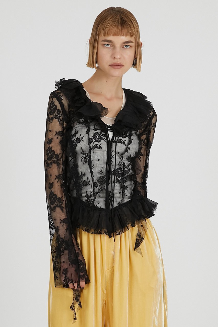 【プランク プロジェクト/PRANK PROJECT】のレースラッフルブラウス / Lace Ruffled Blouse 人気、トレンドファッション・服の通販 founy(ファニー) 　ファッション　Fashion　レディースファッション　Fashion for Women　トップス・カットソー　Cut & Sew Tops　シャツ・ブラウス・オフィスカジュアル　Elegant Blouses & Button-Ups　おすすめ　Recommended / Our Picks　インナー　Innerwear　ジャケット　Jacket, Outerwear　スラックス　Slacks, Dress Pants　スリーブ　Sleeve, Long Sleeve / Short Sleeve　デニム　Denim, Jeans Material　フリル　Frill, Ruffle　プリーツ　Pleats, Pleated　ランダム　Random, Irregular　レース　Lace, Lace Fabric　ロング　Long, Long-Length　羽織　Haori, Light Jacket　other-8|ID: prp329100004622124 ipo3291000000035572399