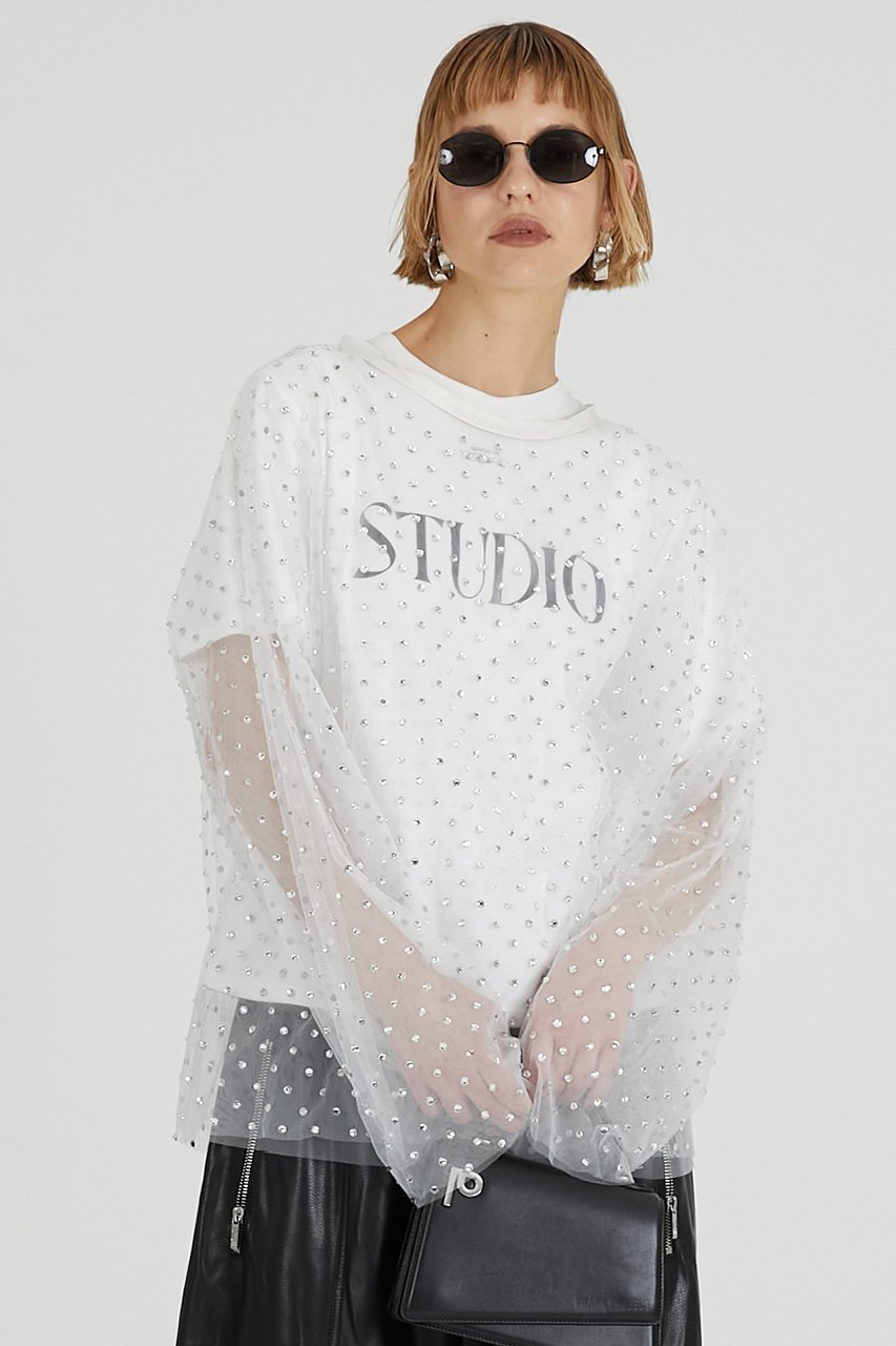 【プランク プロジェクト/PRANK PROJECT】のチュールビジューオーバートップ / Tulle Bead Over Top 人気、トレンドファッション・服の通販 founy(ファニー) 　ファッション　Fashion　レディースファッション　Fashion for Women　トップス・カットソー　Cut & Sew Tops　シャツ・ブラウス・オフィスカジュアル　Elegant Blouses & Button-Ups　2025年　2025　2025-2026秋冬・A/W　Autumn/Winter 2025–26 AW25–26　シアー　Sheer, See-Through　ストーン　Stone, Gem-Like　スリーブ　Sleeve, Long Sleeve / Short Sleeve　チュール　Tulip, Tulip Motif　フェミニン　Feminine, Girly　プリント　Print, Printed Pattern　ロング　Long, Long-Length　A/W・秋冬　Autumn/Winter　other-7|ID: prp329100004622125 ipo3291000000033169561