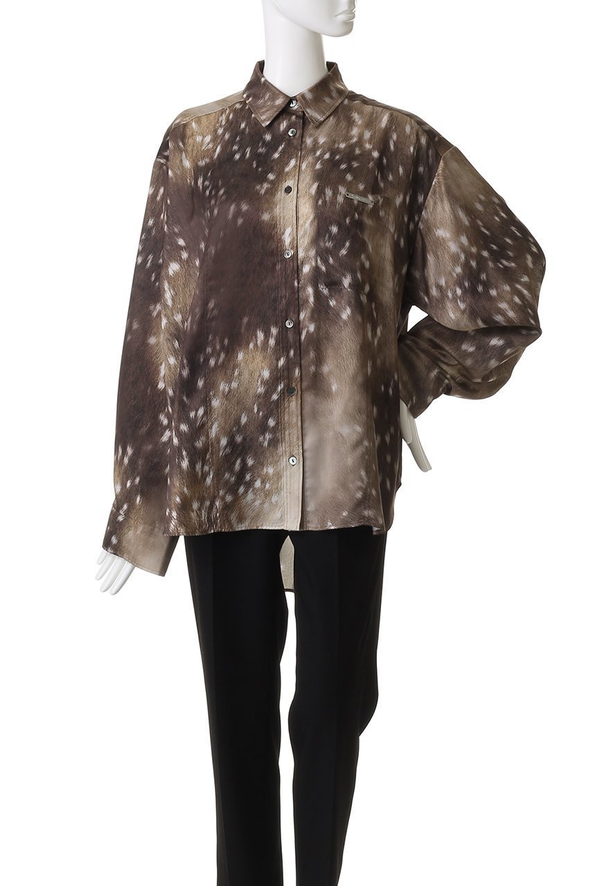 【プランク プロジェクト/PRANK PROJECT】のバンビプリントオーバーシャツ / Bambi Print Overshirt 人気、トレンドファッション・服の通販 founy(ファニー) 　ファッション　Fashion　レディースファッション　Fashion for Women　トップス・カットソー　Cut & Sew Tops　シャツ・ブラウス・オフィスカジュアル　Elegant Blouses & Button-Ups　サテン　Satin, Glossy Fabric　スリーブ　Sleeve, Long Sleeve / Short Sleeve　プリント　Print, Printed Pattern　ロング　Long, Long-Length　エレガント 上品　Elegant　other-2|ID: prp329100004622127 ipo3291000000035865142