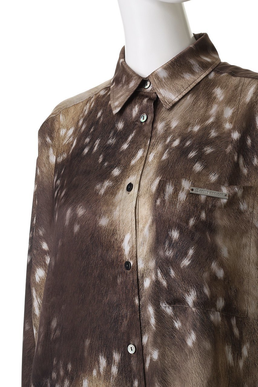【プランク プロジェクト/PRANK PROJECT】のバンビプリントオーバーシャツ / Bambi Print Overshirt 人気、トレンドファッション・服の通販 founy(ファニー) 　ファッション　Fashion　レディースファッション　Fashion for Women　トップス・カットソー　Cut & Sew Tops　シャツ・ブラウス・オフィスカジュアル　Elegant Blouses & Button-Ups　サテン　Satin, Glossy Fabric　スリーブ　Sleeve, Long Sleeve / Short Sleeve　プリント　Print, Printed Pattern　ロング　Long, Long-Length　エレガント 上品　Elegant　other-5|ID: prp329100004622127 ipo3291000000035865145