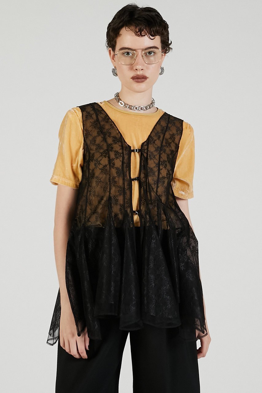 【プランク プロジェクト/PRANK PROJECT】のランダムヘムレーストップ / Random Hem Lace Top 人気、トレンドファッション・服の通販 founy(ファニー) 　ファッション　Fashion　レディースファッション　Fashion for Women　トップス・カットソー　Cut & Sew Tops　シャツ・ブラウス・オフィスカジュアル　Elegant Blouses & Button-Ups　スリーブ　Sleeve, Long Sleeve / Short Sleeve　チュール　Tulip, Tulip Motif　ノースリーブ　Sleeveless, No-Sleeve　ヘムライン　Hemline, Bottom Cut　レース　Lace, Lace Fabric　ロング　Long, Long-Length　other-8|ID: prp329100004622128 ipo3291000000033639861