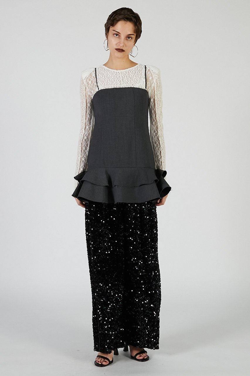 【プランク プロジェクト/PRANK PROJECT】のウーステッドフリルチュニック / Waste Frill Tunic 人気、トレンドファッション・服の通販 founy(ファニー) 　ファッション　Fashion　レディースファッション　Fashion for Women　トップス・カットソー　Cut & Sew Tops　シャツ・ブラウス・オフィスカジュアル　Elegant Blouses & Button-Ups　2025年　2025　2025-2026秋冬・A/W　Autumn/Winter 2025–26 AW25–26　おすすめ　Recommended / Our Picks　インナー　Innerwear　カッティング　Cutting Detail　スリーブ　Sleeve, Long Sleeve / Short Sleeve　フィット　Fit, Slim Fit　フリル　Frill, Ruffle　ロング　Long, Long-Length　A/W・秋冬　Autumn/Winter　other-2|ID: prp329100004622129 ipo3291000000033169614
