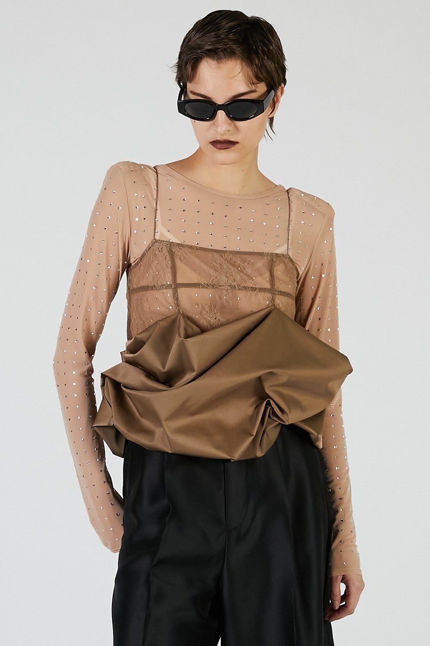 【プランク プロジェクト/PRANK PROJECT】のボリュームヘムキャミソール / Volume Hem Camisole 人気、トレンドファッション・服の通販 founy(ファニー) ファッション Fashion レディースファッション Fashion for Women トップス・カットソー Cut & Sew Tops キャミソール&ノースリーブ Camisoles & Sleeveless Tops シャツ・ブラウス・オフィスカジュアル Elegant Blouses & Button-Ups コンパクト Compact, Small Size サテン Satin, Glossy Fabric ノースリーブ Sleeveless, No-Sleeve バルーン Balloon, Balloon Silhouette フォルム Silhouette, Form ボトム Bottoms, Lower Wear マニッシュ Mannish, Boyish レース Lace, Lace Fabric エレガント 上品 Elegant other-6|ID: prp329100004622130 ipo3291000000033169632