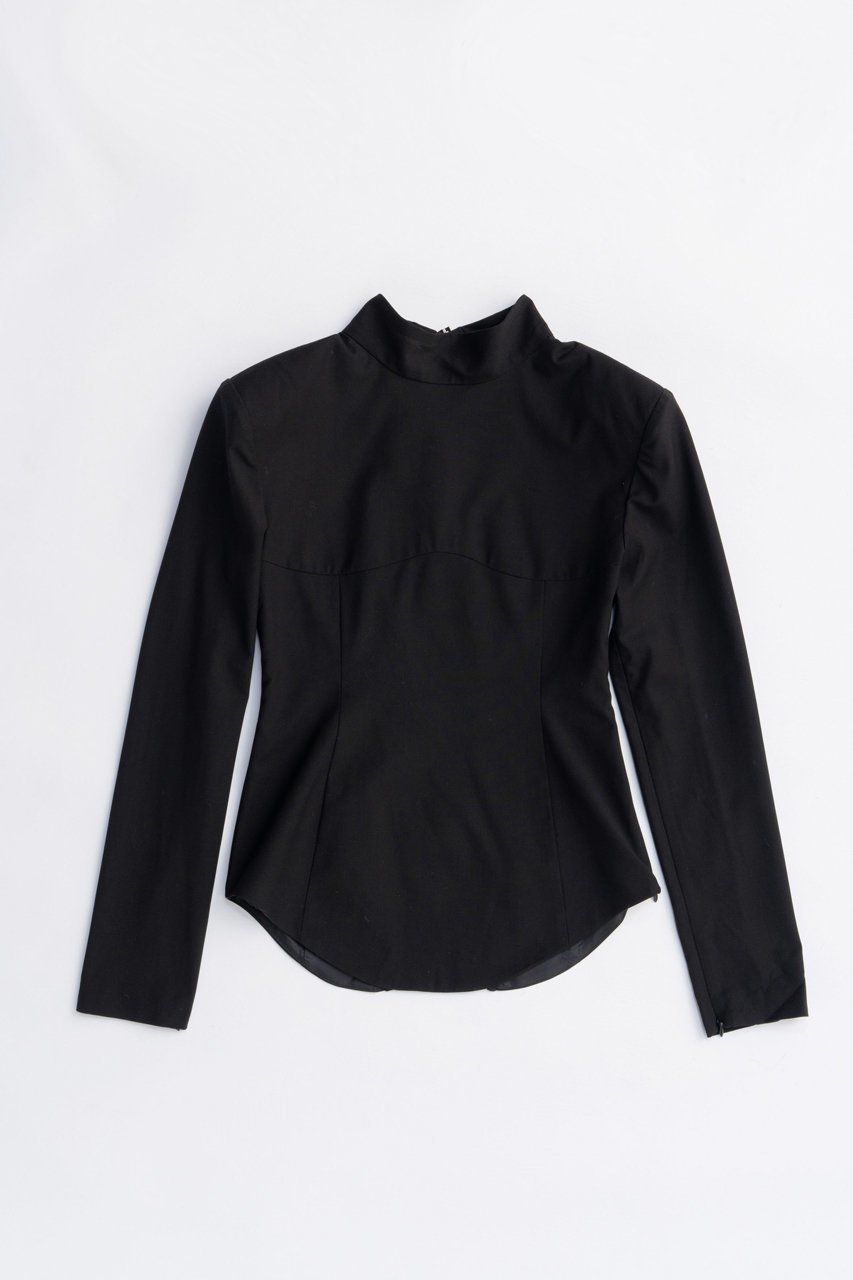 【プランク プロジェクト/PRANK PROJECT】のスーチングバックタイトップス / Suiting Back Tie Tops インテリア・キッズ・メンズ・レディースファッション・服の通販 founy(ファニー) ファッション Fashion レディースファッション Fashion for Women トップス・カットソー Cut & Sew Tops シャツ・ブラウス・オフィスカジュアル Elegant Blouses & Button-Ups シンプル Simple, Minimal スリーブ Sleeve, Long Sleeve / Short Sleeve フロント Front, Front Design マニッシュ Mannish, Boyish ラウンド Round, Round Neck ロング Long, Long-Length BLK(ブラック)|ID: prp329100004622132 ipo3291000000033169656