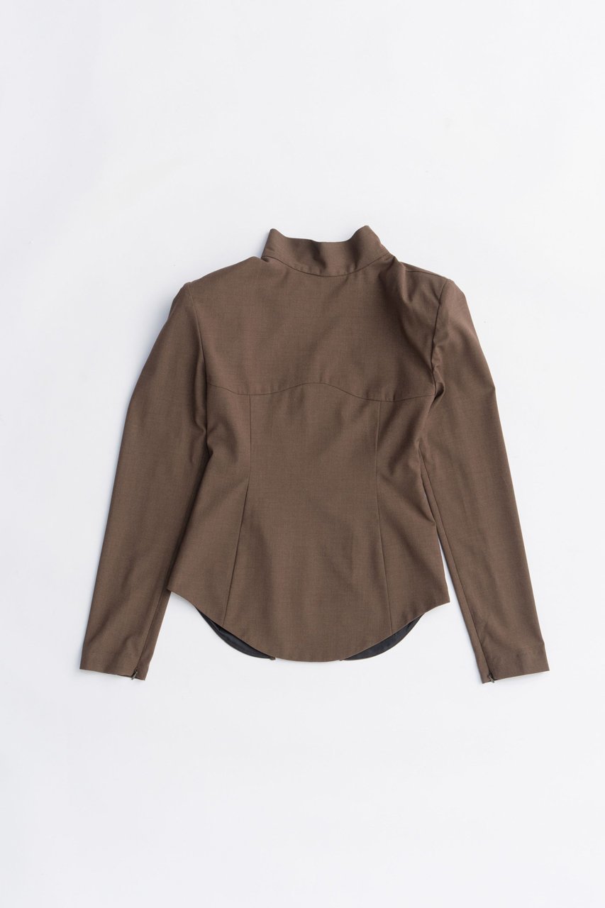 【プランク プロジェクト/PRANK PROJECT】のスーチングバックタイトップス / Suiting Back Tie Tops インテリア・キッズ・メンズ・レディースファッション・服の通販 founy(ファニー) ファッション Fashion レディースファッション Fashion for Women トップス・カットソー Cut & Sew Tops シャツ・ブラウス・オフィスカジュアル Elegant Blouses & Button-Ups シンプル Simple, Minimal スリーブ Sleeve, Long Sleeve / Short Sleeve フロント Front, Front Design マニッシュ Mannish, Boyish ラウンド Round, Round Neck ロング Long, Long-Length BRN(ブラウン)|ID: prp329100004622132 ipo3291000000033169657