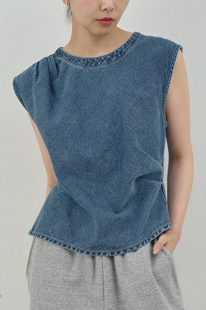 【ガリャルダガランテ/GALLARDAGALANTE】の【PEAS】ドレープデニムプルオーバー 人気、トレンドファッション・服の通販 founy(ファニー) 　ファッション　Fashion　レディースファッション　Fashion for Women　トップス・カットソー　Cut & Sew Tops　シャツ・ブラウス・オフィスカジュアル　Elegant Blouses & Button-Ups　カジュアルプルオーバー・ニットトップス　Pullovers & Knit Tops / Casual Pullovers　アシンメトリー　Asymmetrical Style　ショート　Short, Short Length　スリット　Slit, Slit Detail　スリーブ　Sleeve, Long Sleeve / Short Sleeve　デニム　Denim, Jeans Material　ドレス　Dress, One-Piece　ドレープ　Drape, Draping Fabric　ワーク　Workwear, Utility Style　 other-1|ID: prp329100004622136 ipo3291000000036241306