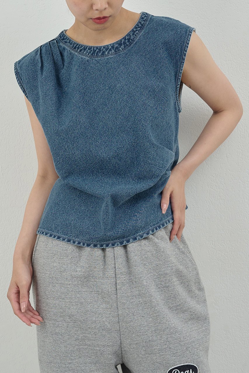 【ガリャルダガランテ/GALLARDAGALANTE】の【PEAS】ドレープデニムプルオーバー 人気、トレンドファッション・服の通販 founy(ファニー) 　ファッション　Fashion　レディースファッション　Fashion for Women　トップス・カットソー　Cut & Sew Tops　シャツ・ブラウス・オフィスカジュアル　Elegant Blouses & Button-Ups　カジュアルプルオーバー・ニットトップス　Pullovers & Knit Tops / Casual Pullovers　アシンメトリー　Asymmetrical Style　ショート　Short, Short Length　スリット　Slit, Slit Detail　スリーブ　Sleeve, Long Sleeve / Short Sleeve　デニム　Denim, Jeans Material　ドレス　Dress, One-Piece　ドレープ　Drape, Draping Fabric　ワーク　Workwear, Utility Style　other-5|ID: prp329100004622136 ipo3291000000036241314