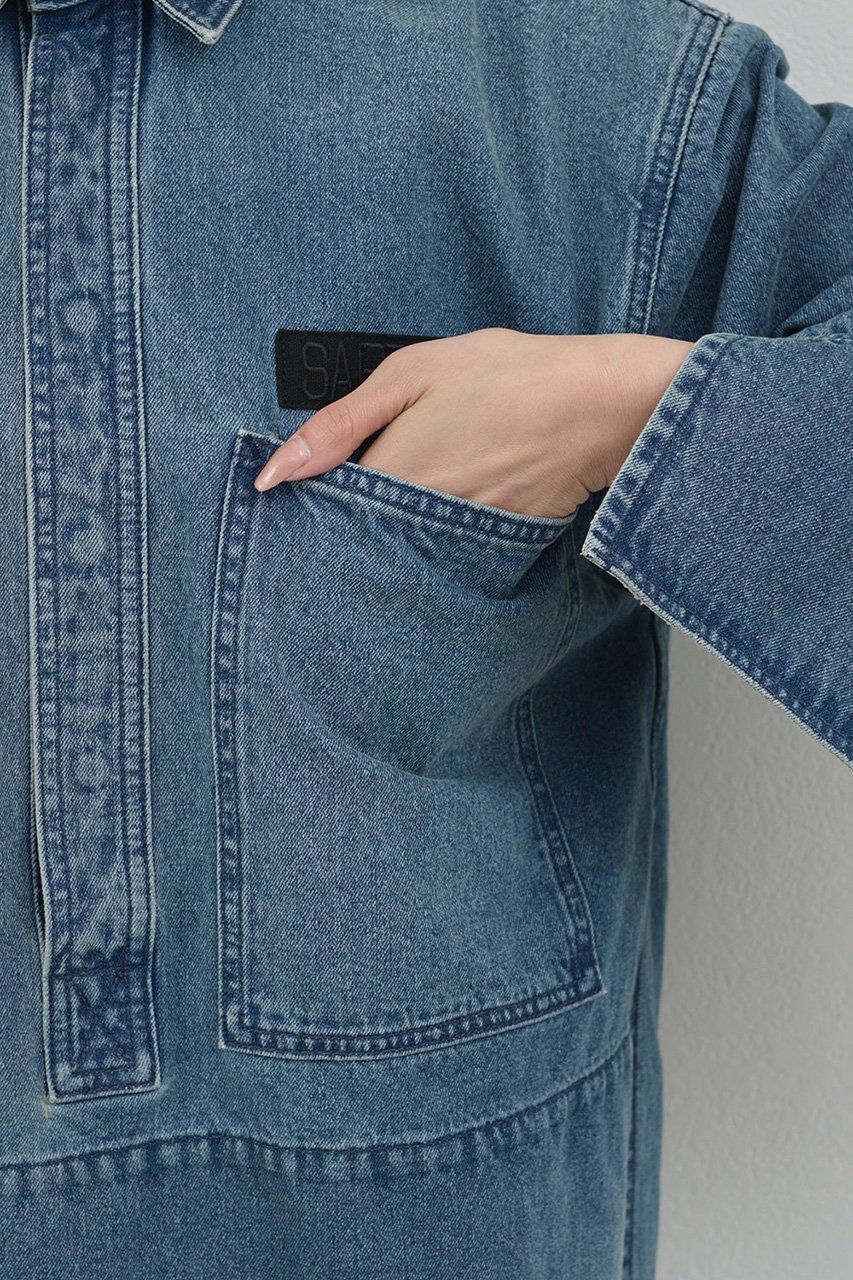 【ガリャルダガランテ/GALLARDAGALANTE】の【PEAS】デニムプルオーバーシャツ 人気、トレンドファッション・服の通販 founy(ファニー) 　ファッション　Fashion　レディースファッション　Fashion for Women　トップス・カットソー　Cut & Sew Tops　シャツ・ブラウス・オフィスカジュアル　Elegant Blouses & Button-Ups　カジュアルプルオーバー・ニットトップス　Pullovers & Knit Tops / Casual Pullovers　スリット　Slit, Slit Detail　スリーブ　Sleeve, Long Sleeve / Short Sleeve　デニム　Denim, Jeans Material　ポケット　Pocket, Pocket Detail　ロング　Long, Long-Length　ワーク　Workwear, Utility Style　ヴィンテージ　Vintage Style　other-8|ID: prp329100004622137 ipo3291000000035615440