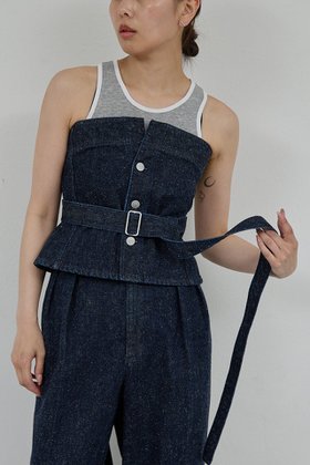 【ガリャルダガランテ/GALLARDAGALANTE】の【PEAS】ネップデニムビスチェ 人気、トレンドファッション・服の通販 founy(ファニー) ファッション Fashion レディースファッション Fashion for Women トップス・カットソー Cut & Sew Tops キャミソール&ノースリーブ Camisoles & Sleeveless Tops シャツ・ブラウス・オフィスカジュアル Elegant Blouses & Button-Ups ビスチェ Bustiers & Corset Tops / Layered Bustier Style 2025年 2025 2025-2026秋冬・A/W Autumn/Winter 2025–26 AW25–26 カットソー Cut and Sewn Top コルセット Corset, Bustier ネップ Nepp, Slub Yarn ノースリーブ Sleeveless, No-Sleeve A/W・秋冬 Autumn/Winter |ID:prp329100004622138