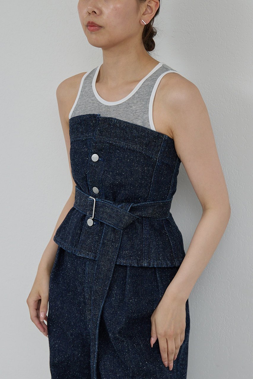 【ガリャルダガランテ/GALLARDAGALANTE】の【PEAS】ネップデニムビスチェ 人気、トレンドファッション・服の通販 founy(ファニー) 　ファッション　Fashion　レディースファッション　Fashion for Women　トップス・カットソー　Cut & Sew Tops　キャミソール&ノースリーブ　Camisoles & Sleeveless Tops　シャツ・ブラウス・オフィスカジュアル　Elegant Blouses & Button-Ups　ビスチェ　Bustiers & Corset Tops / Layered Bustier Style　2025年　2025　2025-2026秋冬・A/W　Autumn/Winter 2025–26 AW25–26　カットソー　Cut and Sewn Top　コルセット　Corset, Bustier　ネップ　Nepp, Slub Yarn　ノースリーブ　Sleeveless, No-Sleeve　A/W・秋冬　Autumn/Winter　other-5|ID: prp329100004622138 ipo3291000000033169715