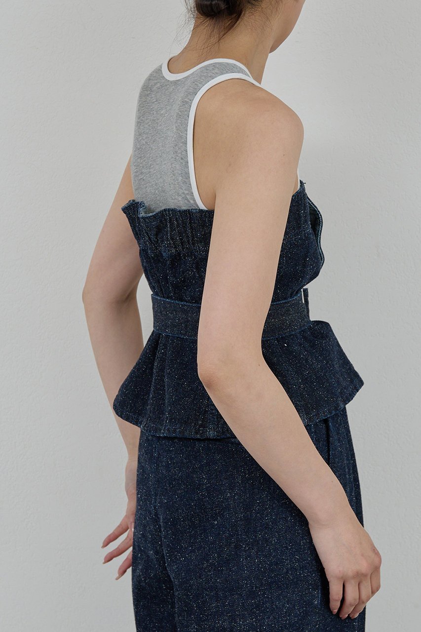 【ガリャルダガランテ/GALLARDAGALANTE】の【PEAS】ネップデニムビスチェ 人気、トレンドファッション・服の通販 founy(ファニー) 　ファッション　Fashion　レディースファッション　Fashion for Women　トップス・カットソー　Cut & Sew Tops　キャミソール&ノースリーブ　Camisoles & Sleeveless Tops　シャツ・ブラウス・オフィスカジュアル　Elegant Blouses & Button-Ups　ビスチェ　Bustiers & Corset Tops / Layered Bustier Style　2025年　2025　2025-2026秋冬・A/W　Autumn/Winter 2025–26 AW25–26　カットソー　Cut and Sewn Top　コルセット　Corset, Bustier　ネップ　Nepp, Slub Yarn　ノースリーブ　Sleeveless, No-Sleeve　A/W・秋冬　Autumn/Winter　other-7|ID: prp329100004622138 ipo3291000000033169717