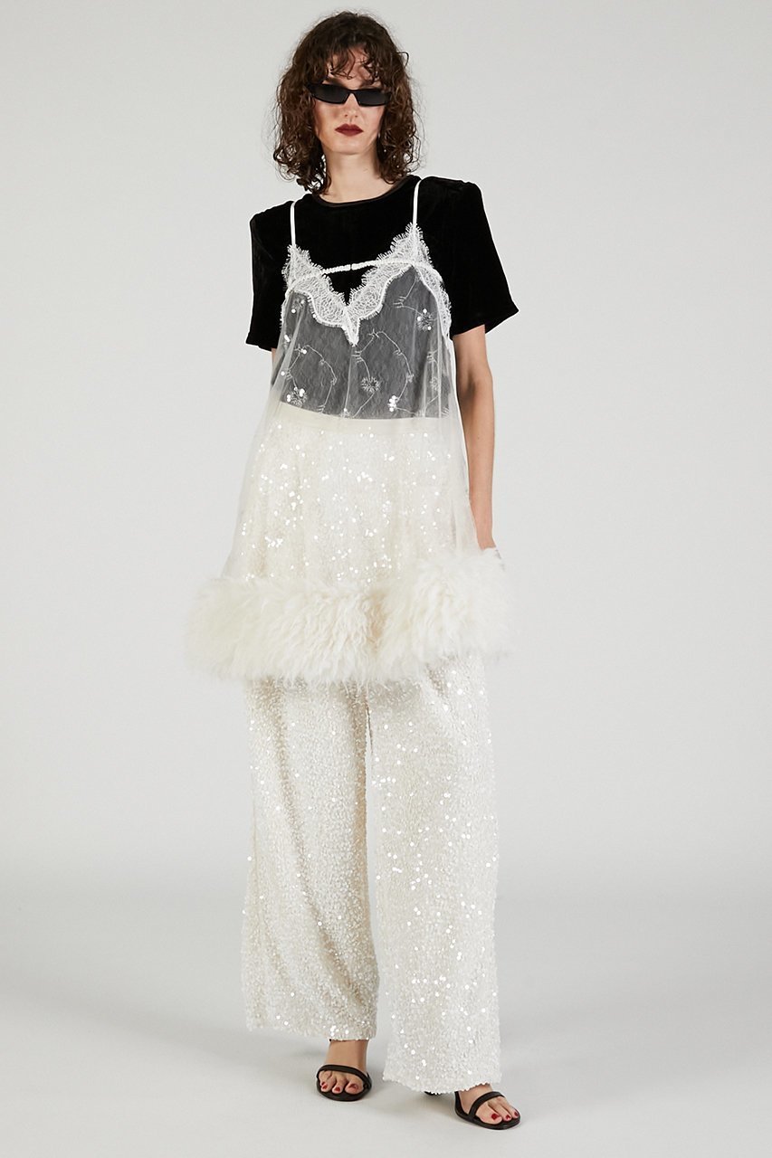 【プランク プロジェクト/PRANK PROJECT】のシークインファートリムベビードール / Sequin Fur Trim Baby Doll 人気、トレンドファッション・服の通販 founy(ファニー) 　ファッション　Fashion　レディースファッション　Fashion for Women　トップス・カットソー　Cut & Sew Tops　キャミソール&ノースリーブ　Camisoles & Sleeveless Tops　シャツ・ブラウス・オフィスカジュアル　Elegant Blouses & Button-Ups　2025年　2025　2025-2026秋冬・A/W　Autumn/Winter 2025–26 AW25–26　おすすめ　Recommended / Our Picks　カットソー　Cut and Sewn Top　スウェット / スエット　Sweatshirt, Sweatwear　ダウン　Down, Puffer　デニム　Denim, Jeans Material　トリミング　Trimming, Decorative Edge　ノースリーブ　Sleeveless, No-Sleeve　フェイクファー　Faux Fur, Imitation Fur　A/W・秋冬　Autumn/Winter　other-7|ID: prp329100004622142 ipo3291000000033169756