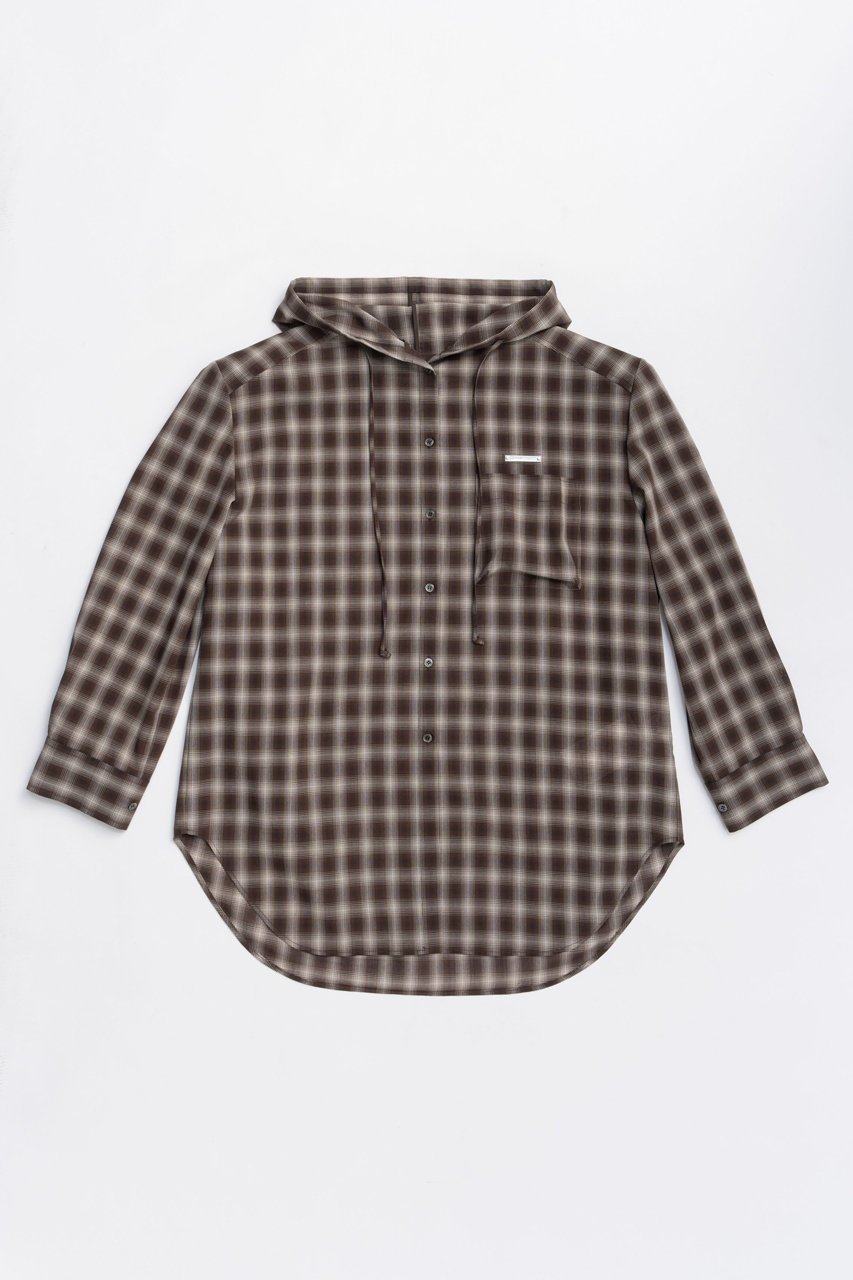【プランク プロジェクト/PRANK PROJECT】のフーディチェックシャツ / Hoodie Check Shirt インテリア・キッズ・メンズ・レディースファッション・服の通販 founy(ファニー) 　ファッション　Fashion　レディースファッション　Fashion for Women　トップス・カットソー　Cut & Sew Tops　シャツ・ブラウス・オフィスカジュアル　Elegant Blouses & Button-Ups　2025年　2025　2025-2026秋冬・A/W　Autumn/Winter 2025–26 AW25–26　おすすめ　Recommended / Our Picks　インナー　Innerwear　ジャケット　Jacket, Outerwear　スリーブ　Sleeve, Long Sleeve / Short Sleeve　チェック　Check, Plaid, Tartan　ツイード　Twill, Twill Weave　ロング　Long, Long-Length　A/W・秋冬　Autumn/Winter　BRN(ブラウン)|ID: prp329100004622144 ipo3291000000033169769