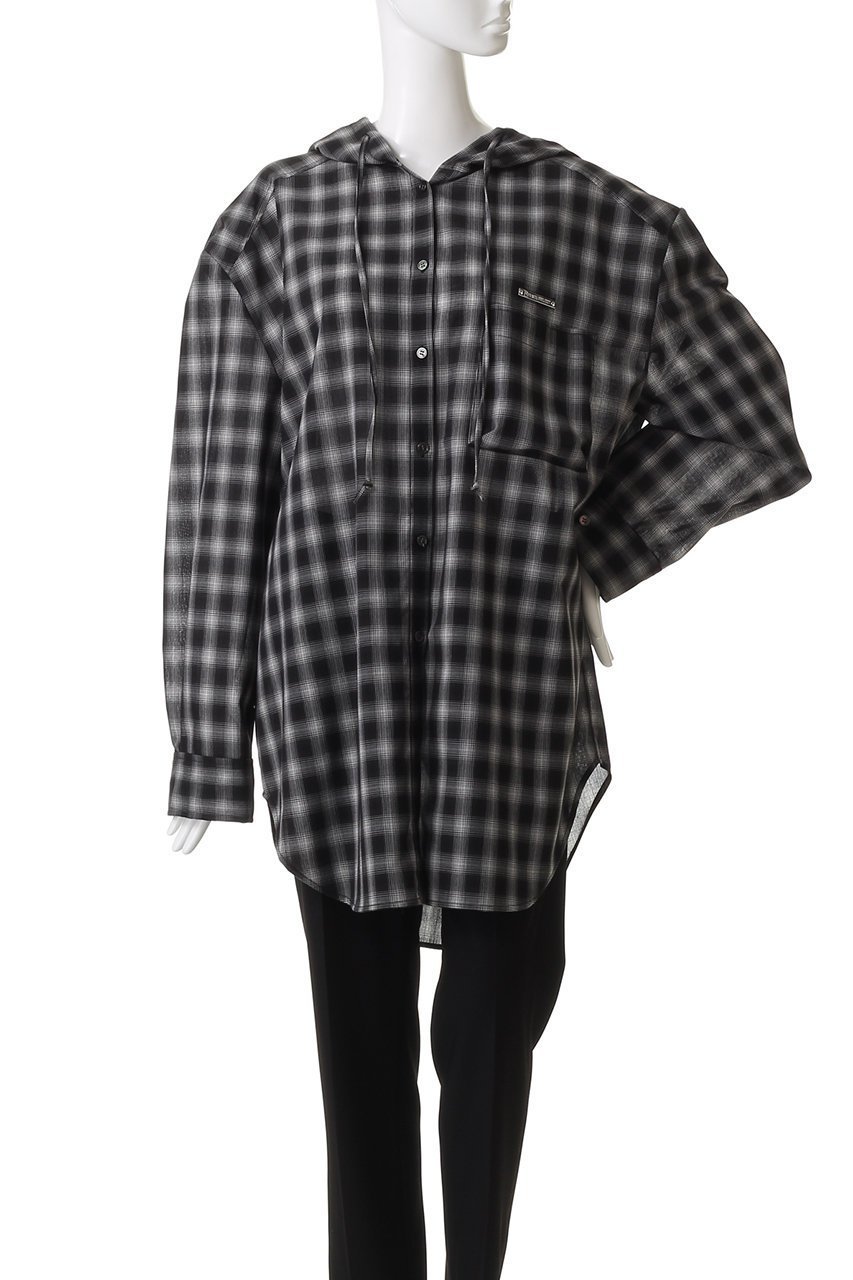 【プランク プロジェクト/PRANK PROJECT】のフーディチェックシャツ / Hoodie Check Shirt 人気、トレンドファッション・服の通販 founy(ファニー) 　ファッション　Fashion　レディースファッション　Fashion for Women　トップス・カットソー　Cut & Sew Tops　シャツ・ブラウス・オフィスカジュアル　Elegant Blouses & Button-Ups　おすすめ　Recommended / Our Picks　インナー　Innerwear　ジャケット　Jacket, Outerwear　スリーブ　Sleeve, Long Sleeve / Short Sleeve　チェック　Check, Plaid, Tartan　ツイード　Twill, Twill Weave　ロング　Long, Long-Length　other-2|ID: prp329100004622144 ipo3291000000035572425