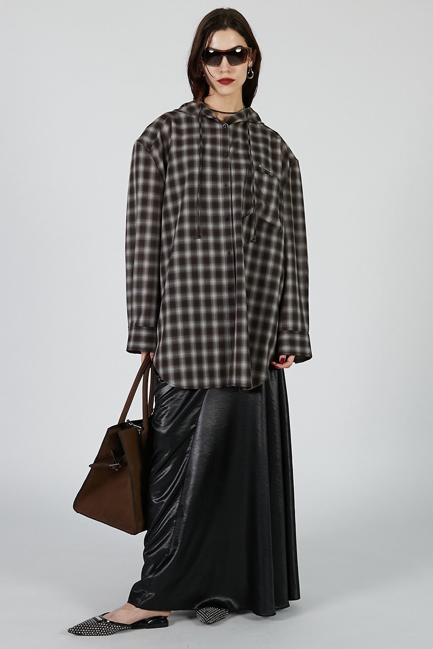 【プランク プロジェクト/PRANK PROJECT】のフーディチェックシャツ / Hoodie Check Shirt 人気、トレンドファッション・服の通販 founy(ファニー) 　ファッション　Fashion　レディースファッション　Fashion for Women　トップス・カットソー　Cut & Sew Tops　シャツ・ブラウス・オフィスカジュアル　Elegant Blouses & Button-Ups　おすすめ　Recommended / Our Picks　インナー　Innerwear　ジャケット　Jacket, Outerwear　スリーブ　Sleeve, Long Sleeve / Short Sleeve　チェック　Check, Plaid, Tartan　ツイード　Twill, Twill Weave　ロング　Long, Long-Length　other-6|ID: prp329100004622144 ipo3291000000035572429