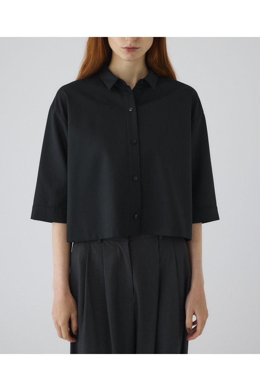 【リムアーク/RIM.ARK】の【8/1 10:00販売開始】Box shirt/シャツ インテリア・キッズ・メンズ・レディースファッション・服の通販 founy(ファニー) 　ファッション　Fashion　レディースファッション　Fashion for Women　トップス・カットソー　Cut & Sew Tops　シャツ・ブラウス・オフィスカジュアル　Elegant Blouses & Button-Ups　ショート　Short, Short Length　ストライプ　Stripe, Striped Pattern　スリーブ　Sleeve, Long Sleeve / Short Sleeve　バランス　Balance, Style Balance　モダン　Modern, Contemporary　ロング　Long, Long-Length　エレガント 上品　Elegant　新作・新入荷　New Arrivals / New In　ブラック|ID: prp329100004622147 ipo3291000000033169796