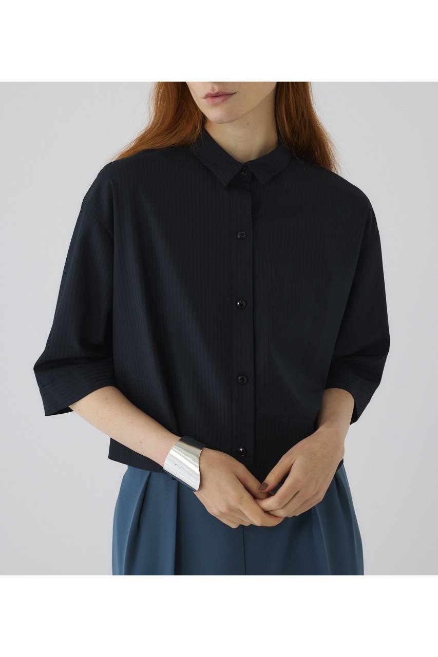 【リムアーク/RIM.ARK】の【8/1 10:00販売開始】Box shirt/シャツ インテリア・キッズ・メンズ・レディースファッション・服の通販 founy(ファニー) 　ファッション　Fashion　レディースファッション　Fashion for Women　トップス・カットソー　Cut & Sew Tops　シャツ・ブラウス・オフィスカジュアル　Elegant Blouses & Button-Ups　ショート　Short, Short Length　ストライプ　Stripe, Striped Pattern　スリーブ　Sleeve, Long Sleeve / Short Sleeve　バランス　Balance, Style Balance　モダン　Modern, Contemporary　ロング　Long, Long-Length　エレガント 上品　Elegant　新作・新入荷　New Arrivals / New In　ネイビー|ID: prp329100004622147 ipo3291000000033169797