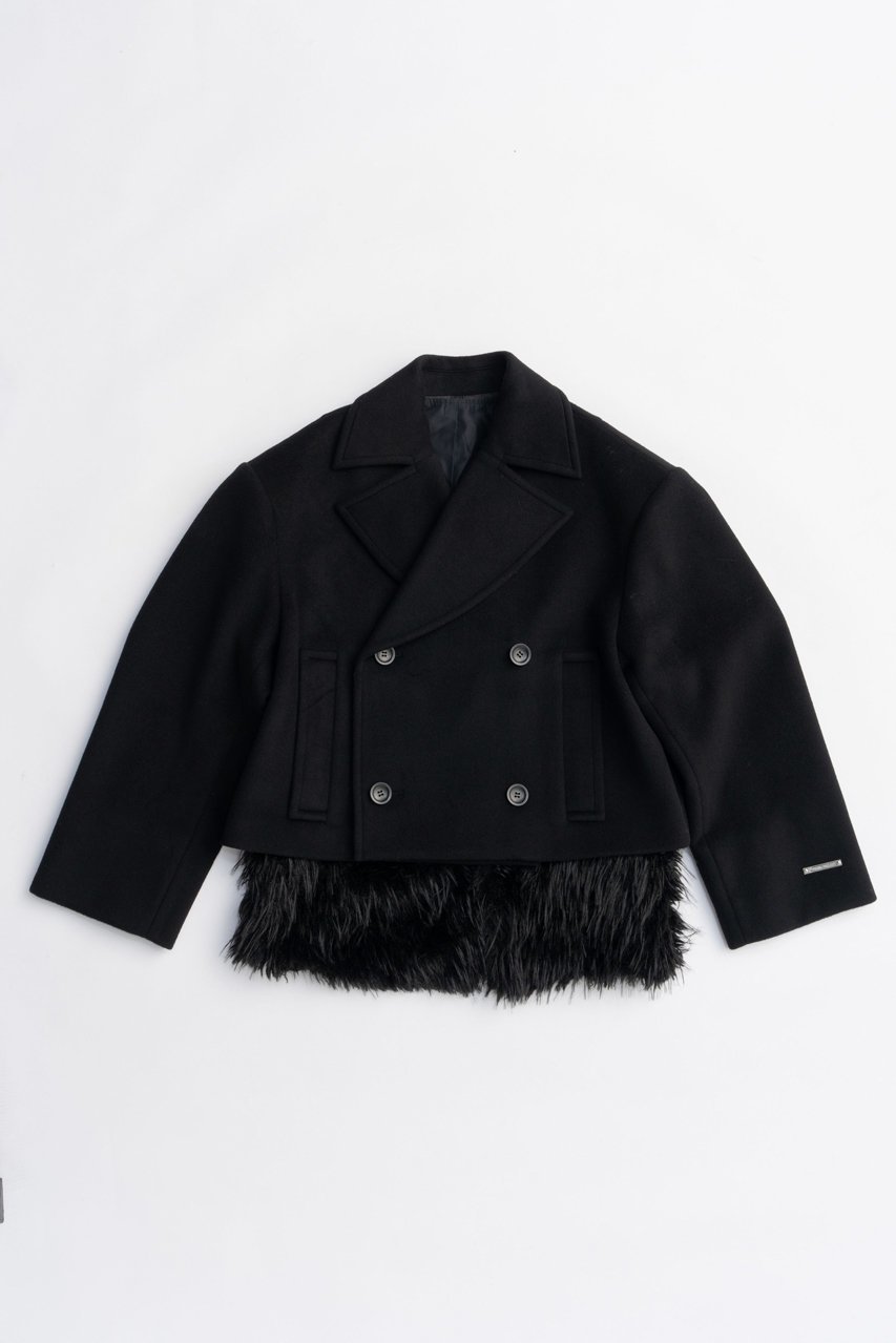 【プランク プロジェクト/PRANK PROJECT】のファーレイヤードピーコート / Fur-lined peacoat インテリア・キッズ・メンズ・レディースファッション・服の通販 founy(ファニー) 　ファッション　Fashion　レディースファッション　Fashion for Women　アウター　Coat / Outerwear Collection　コート・ロングコート・ピーコート　Long Coats, Peacoats & More　Pコート　Pea Coats　2025年　2025　2025-2026秋冬・A/W　Autumn/Winter 2025–26 AW25–26　ショルダー　Shoulder, Shoulder Strap　ショート　Short, Short Length　フェイクファー　Faux Fur, Imitation Fur　A/W・秋冬　Autumn/Winter　BLK(ブラック)|ID: prp329100004622152 ipo3291000000033169844