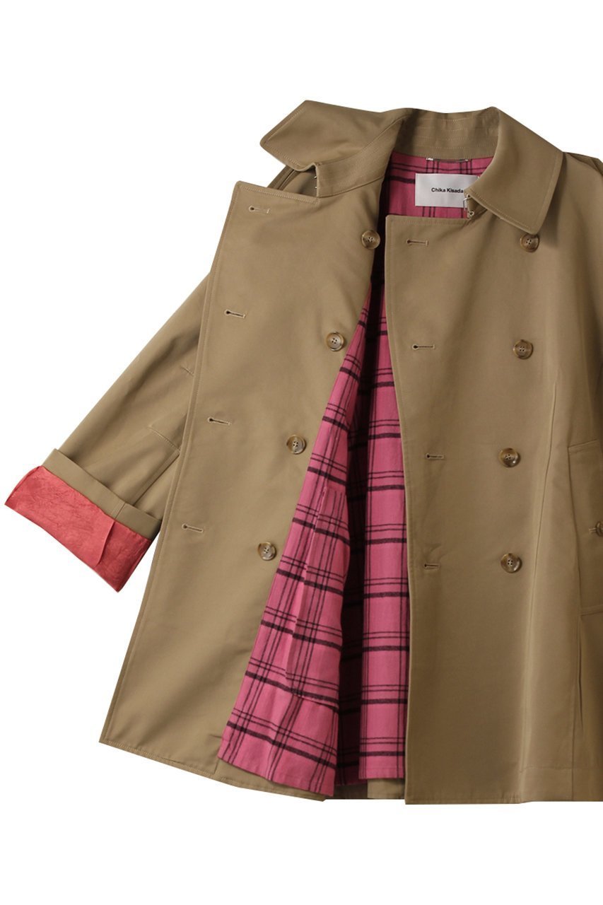 【チカ キサダ/CHIKA KISADA】のショート トレンチ コート 人気、トレンドファッション・服の通販 founy(ファニー) 　ファッション　Fashion　レディースファッション　Fashion for Women　アウター　Coat / Outerwear Collection　コート・ロングコート・ピーコート　Long Coats, Peacoats & More　トレンチコート / 春秋の定番アウター　Trench Coats　2025年　2025　2025-2026秋冬・A/W　Autumn/Winter 2025–26 AW25–26　シェイプ　Shape, Slim Fit　ショート　Short, Short Length　チェック　Check, Plaid, Tartan　トレンチ　Trench, Trench Coat　パイピング　Piping, Trim Design　A/W・秋冬　Autumn/Winter　防寒　Cold Protection, Winter-Ready　other-6|ID: prp329100004622154 ipo3291000000033169866